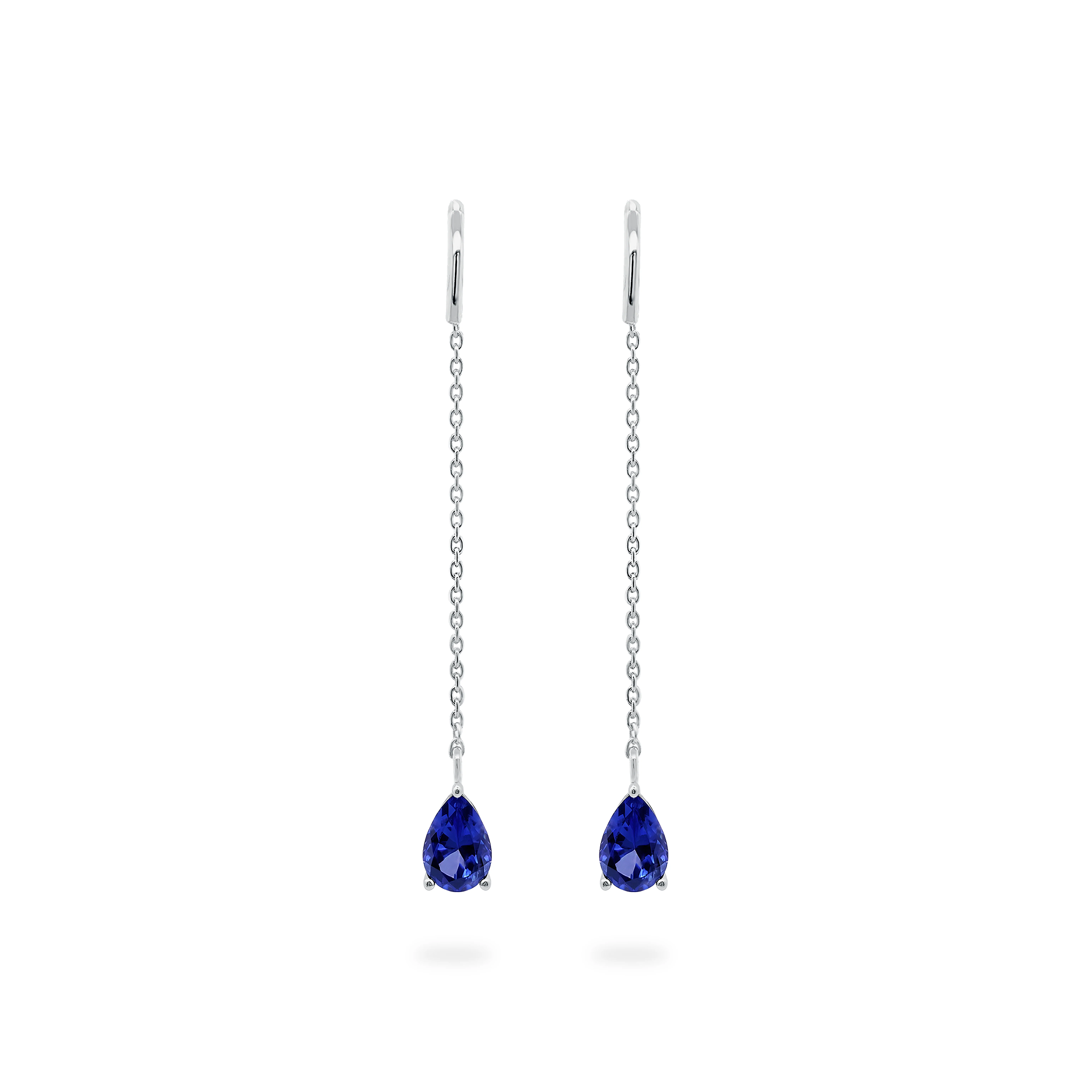 Shimansky 0.8 TCW Tanzanite Drop Pear Earrings 14K White Gold Front View #Metal_White Gold