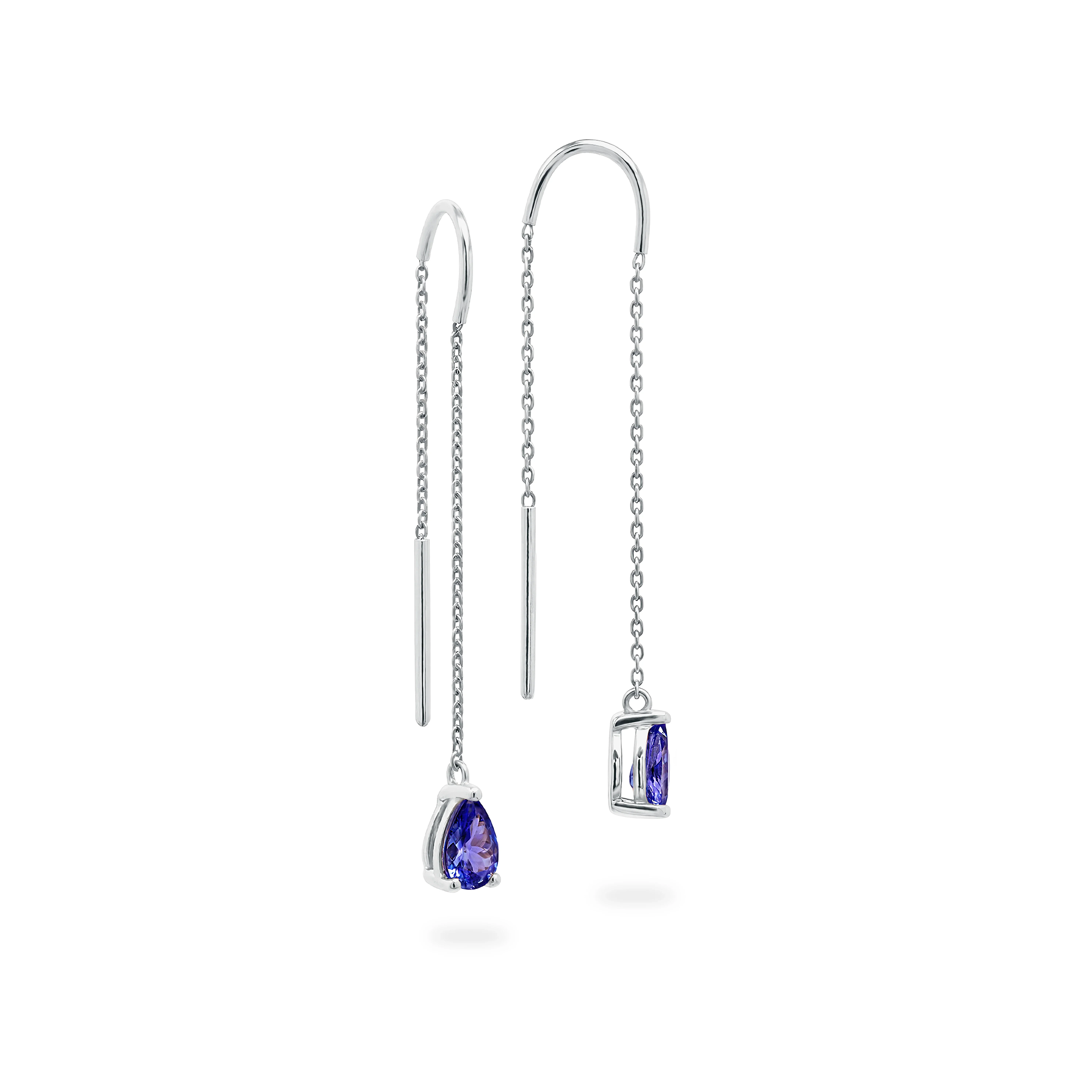 Shimansky 0.8 TCW Tanzanite Drop Pear Earrings 14K White Gold 3D View #Metal_White Gold
