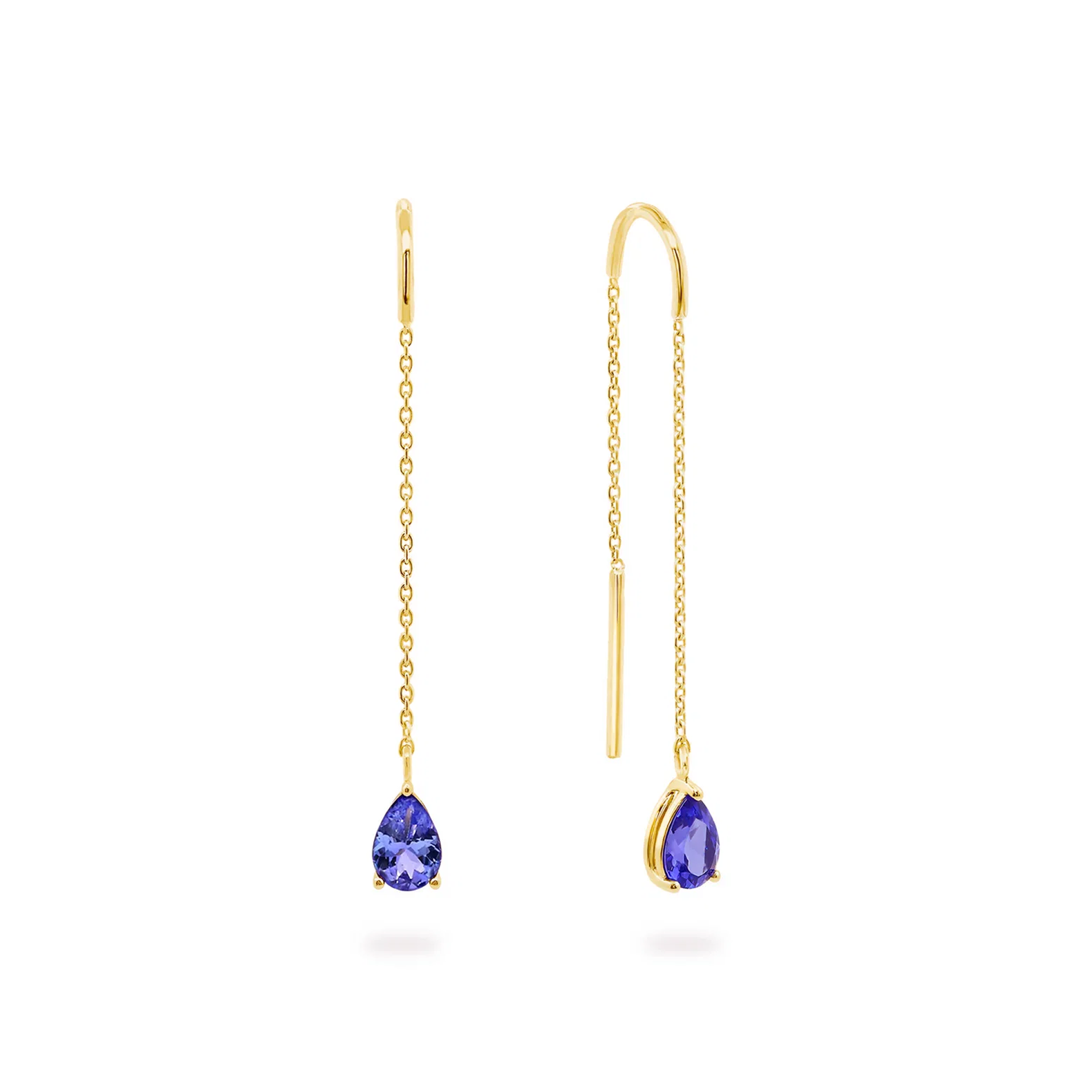 Shimansky 0.8 TCW Tanzanite Drop Pear Earrings 14k Yellow Gold 3D view #Metal_Yellow Gold