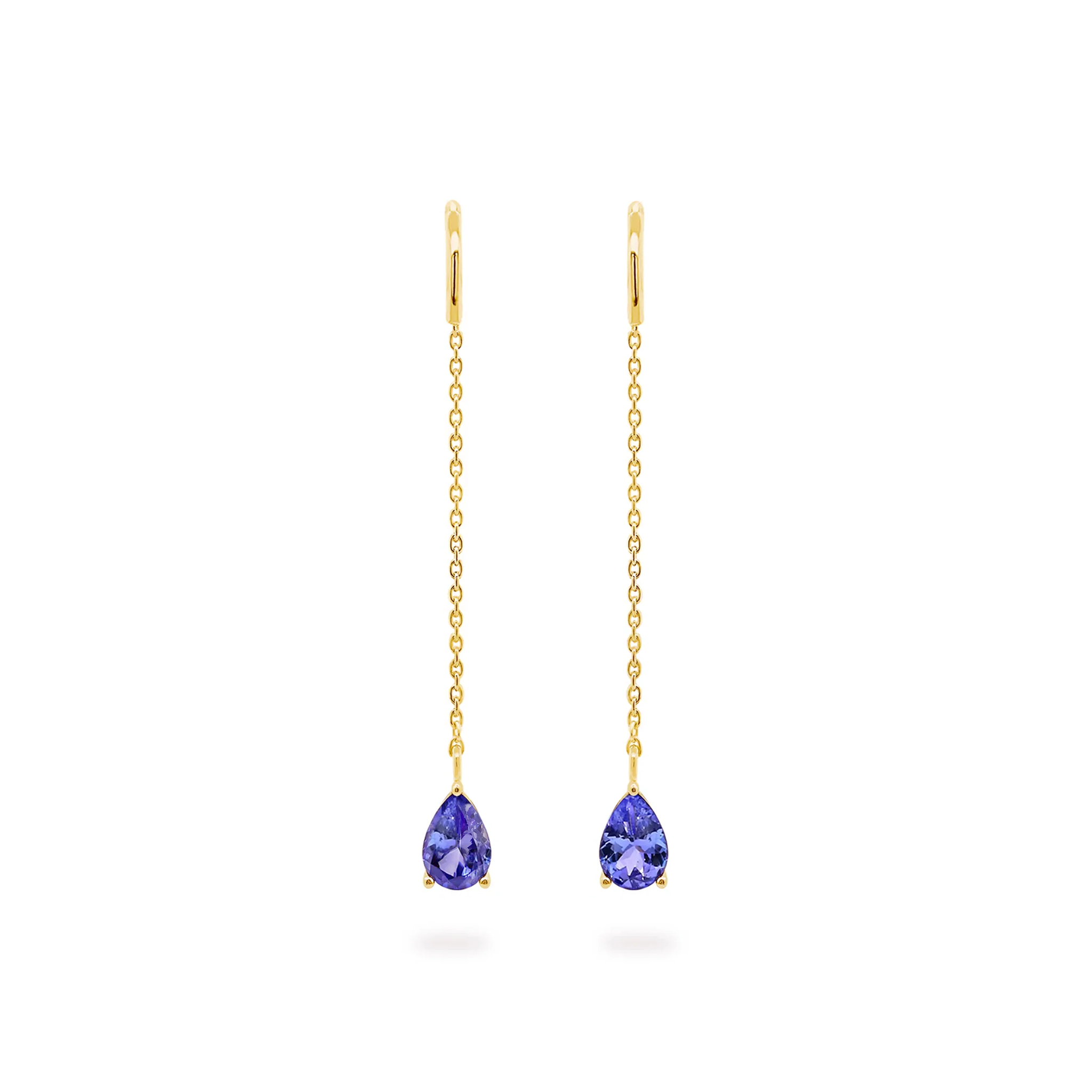 Shimansky 0.8 TCW Tanzanite Drop Pear Earrings 14k Yellow Gold Front view #Metal_Yellow Gold