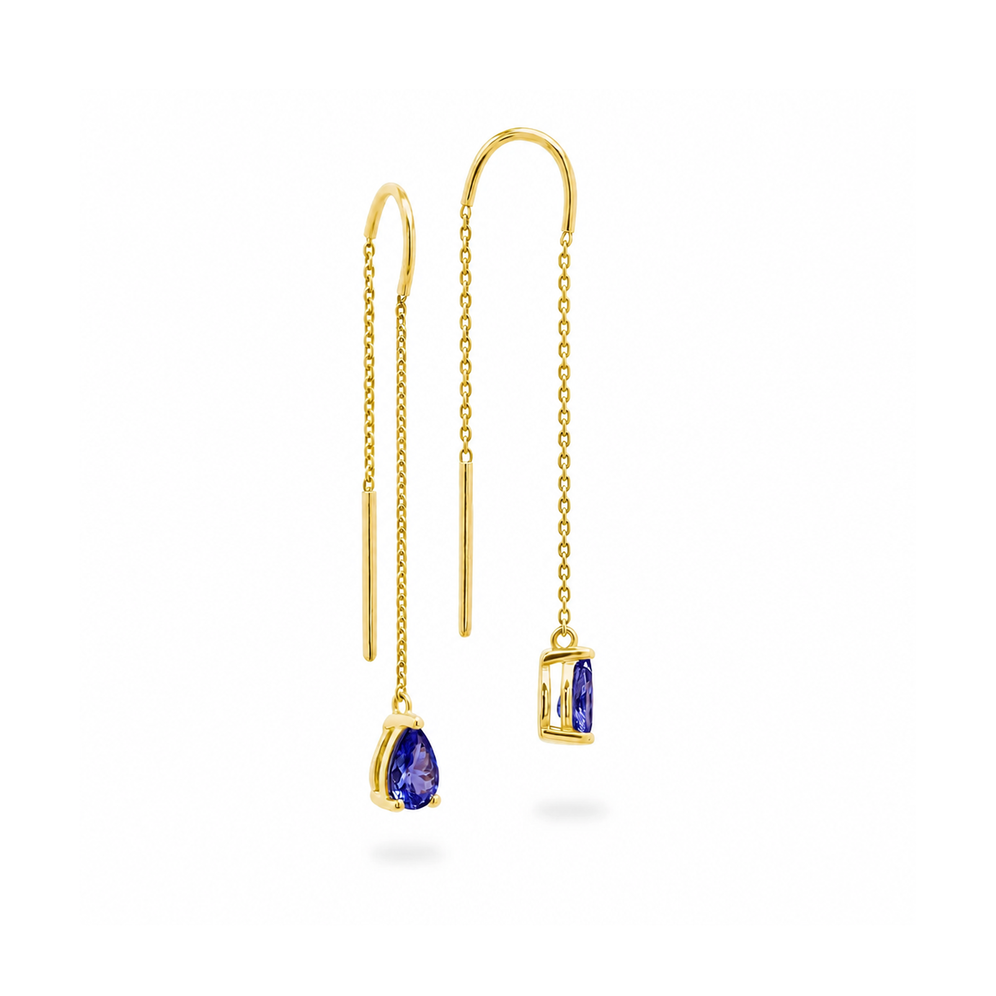 Shimansky 0.8 TCW Tanzanite Drop Pear Earrings 14k Yellow Gold 3D view #Metal_Yellow Gold