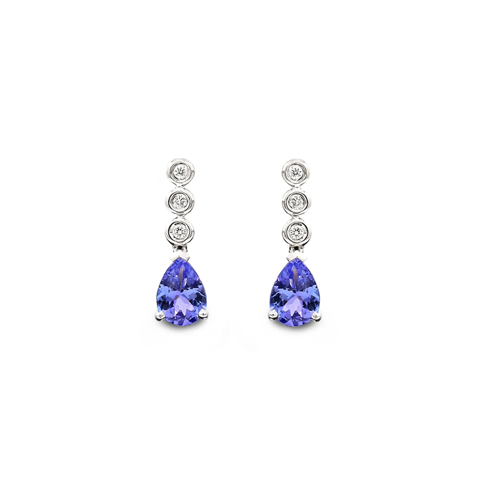 Tanzanite and Diamond Earrings - Front View - Shimansky