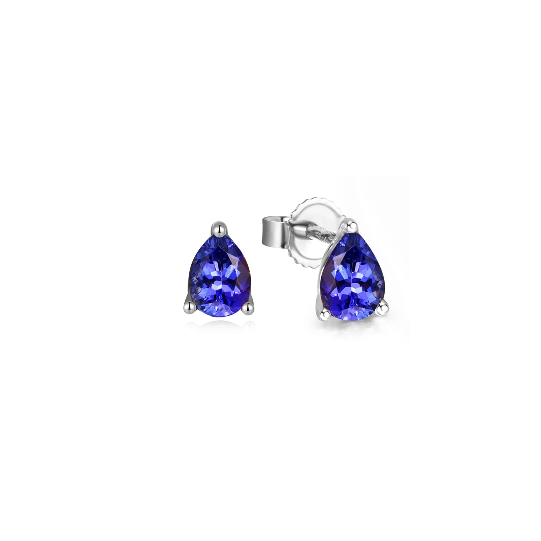 Shimansky 2.9 TCW Pear Tanzanite Solitaire Stud Earrings in 14K White Gold 3D View