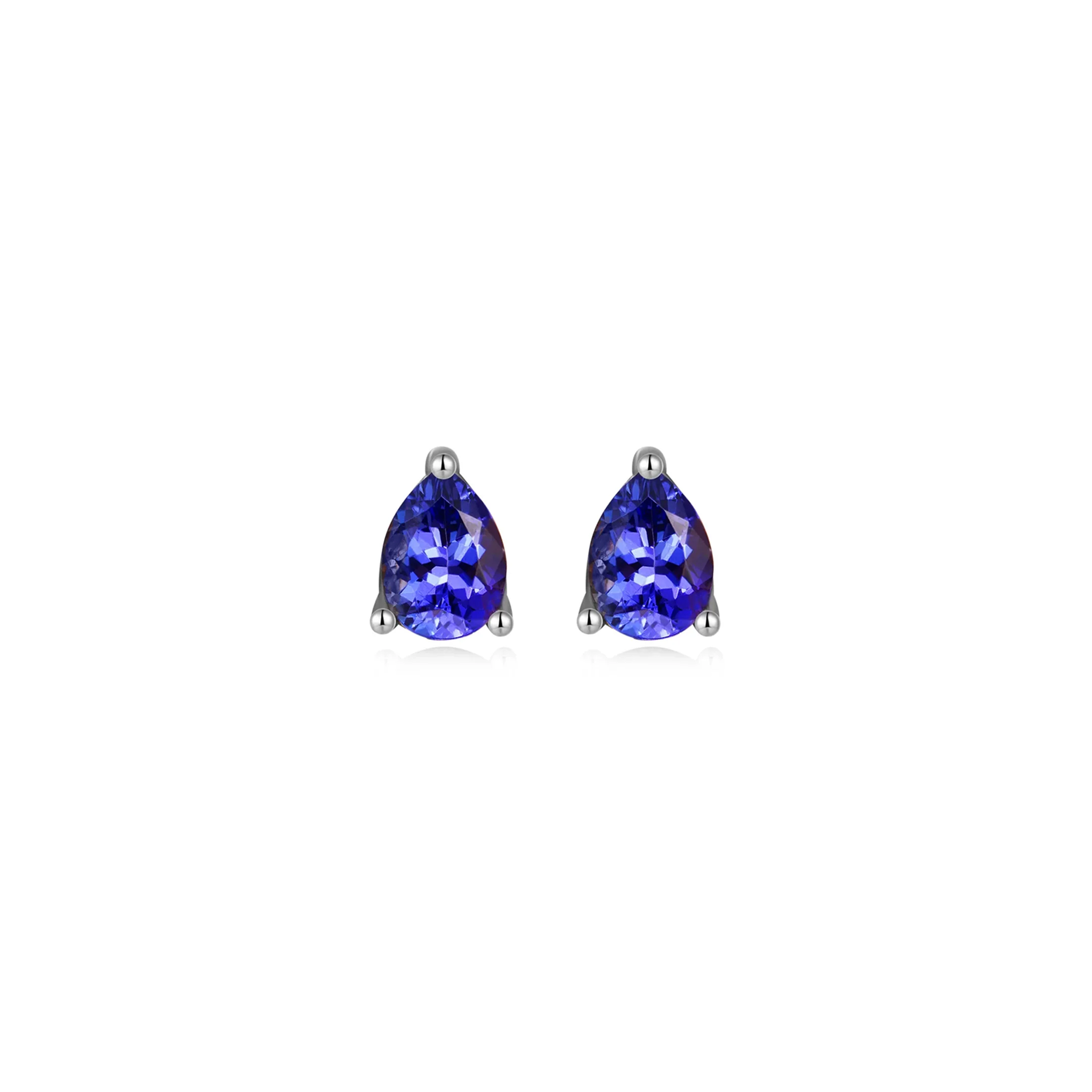 Shimansky 2.9 TCW Pear Tanzanite Solitaire Stud Earrings in 14K White Gold Front View