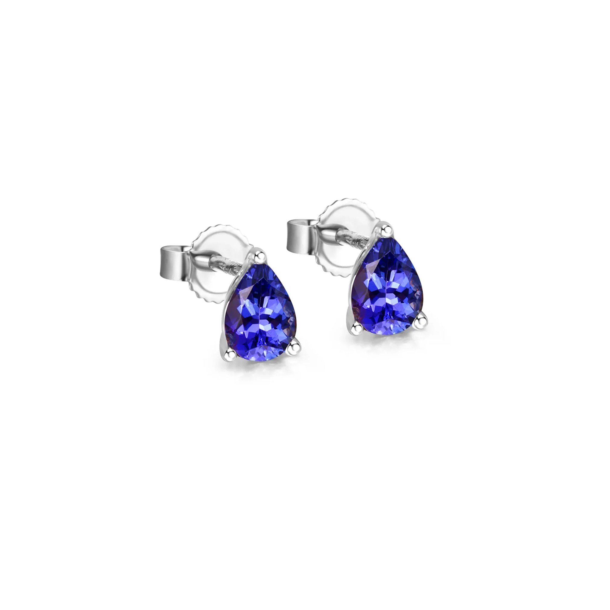 Shimansky 2.9 TCW Pear Tanzanite Solitaire Stud Earrings in 14K White Gold 3D View