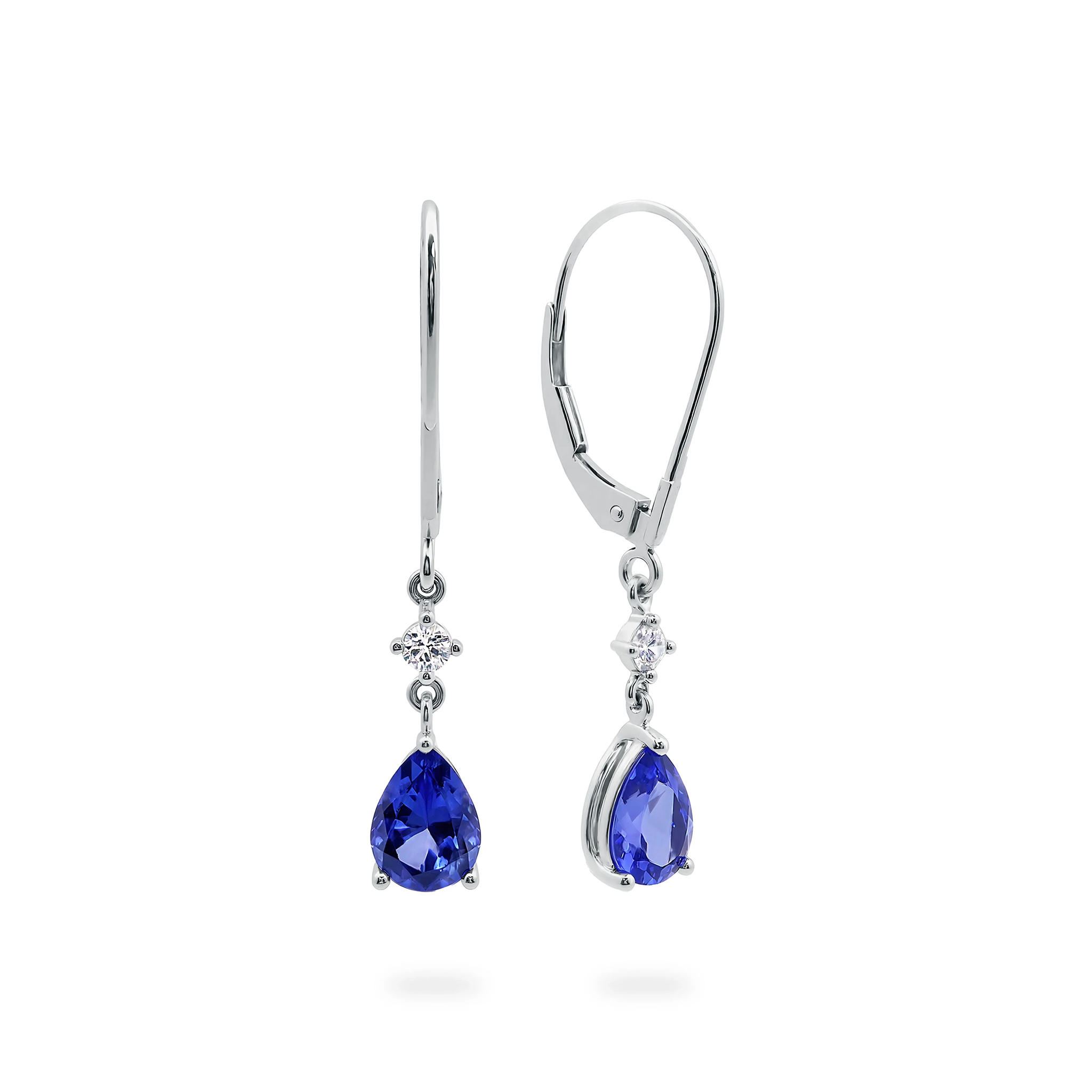 Shimansky 1.4 TCW Tanzanite & Diamond Pear Earrings 14K White Gold 3D View #Metal_White Gold