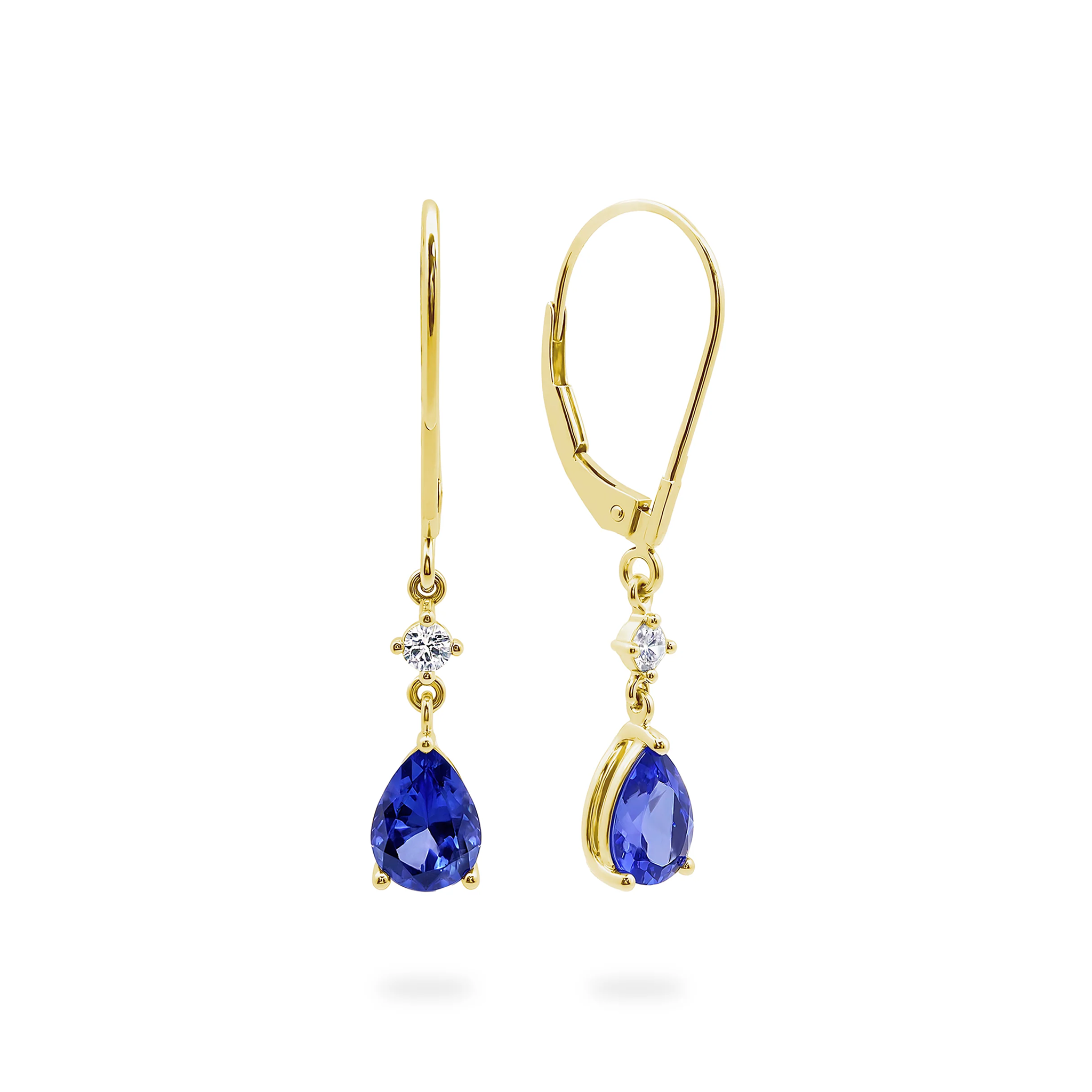 Shimansky 1.4 TCW Tanzanite & Diamond Pear Earrings 14K White Gold 3D View #Metal_Yellow Gold