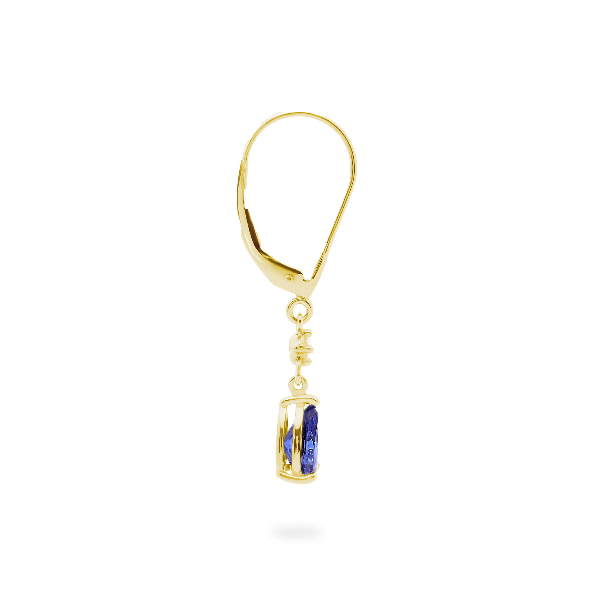 Shimansky 1.4 TCW Tanzanite & Diamond Pear Earrings 14K White Gold Side View #Metal_Yellow Gold