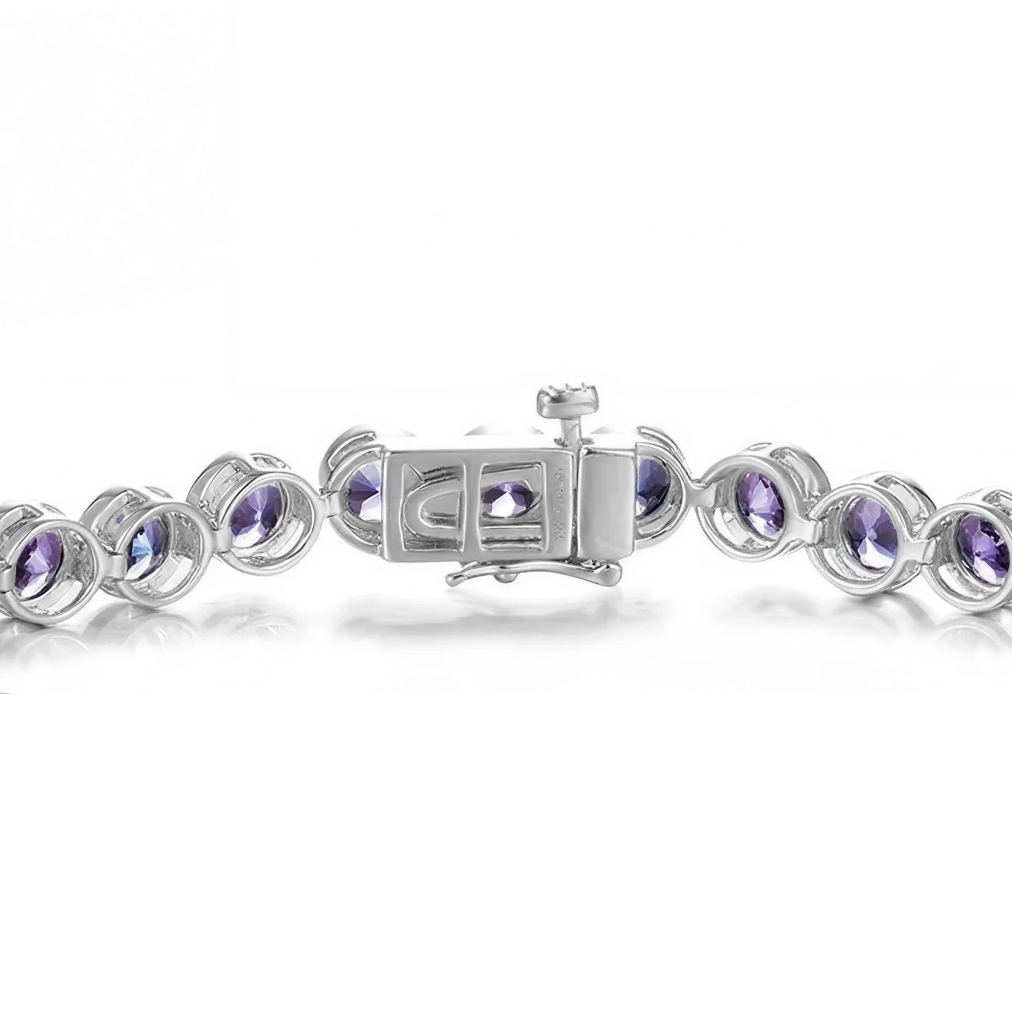 Shimansky 14 TCW Round Tanzanite Bezel Set Bracelet in 14K White Gold Clasp View