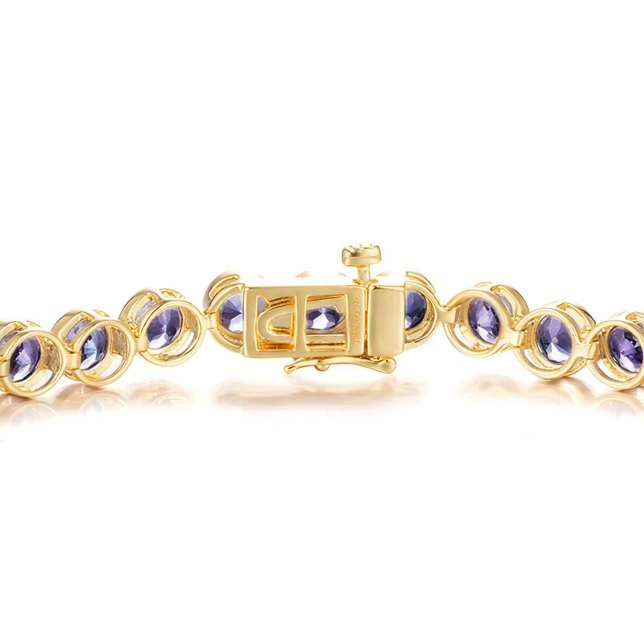 Shimansky 13 TCW Round Tanzanite Bezel Set Bracelet in 14K Yellow Gold Clasp View