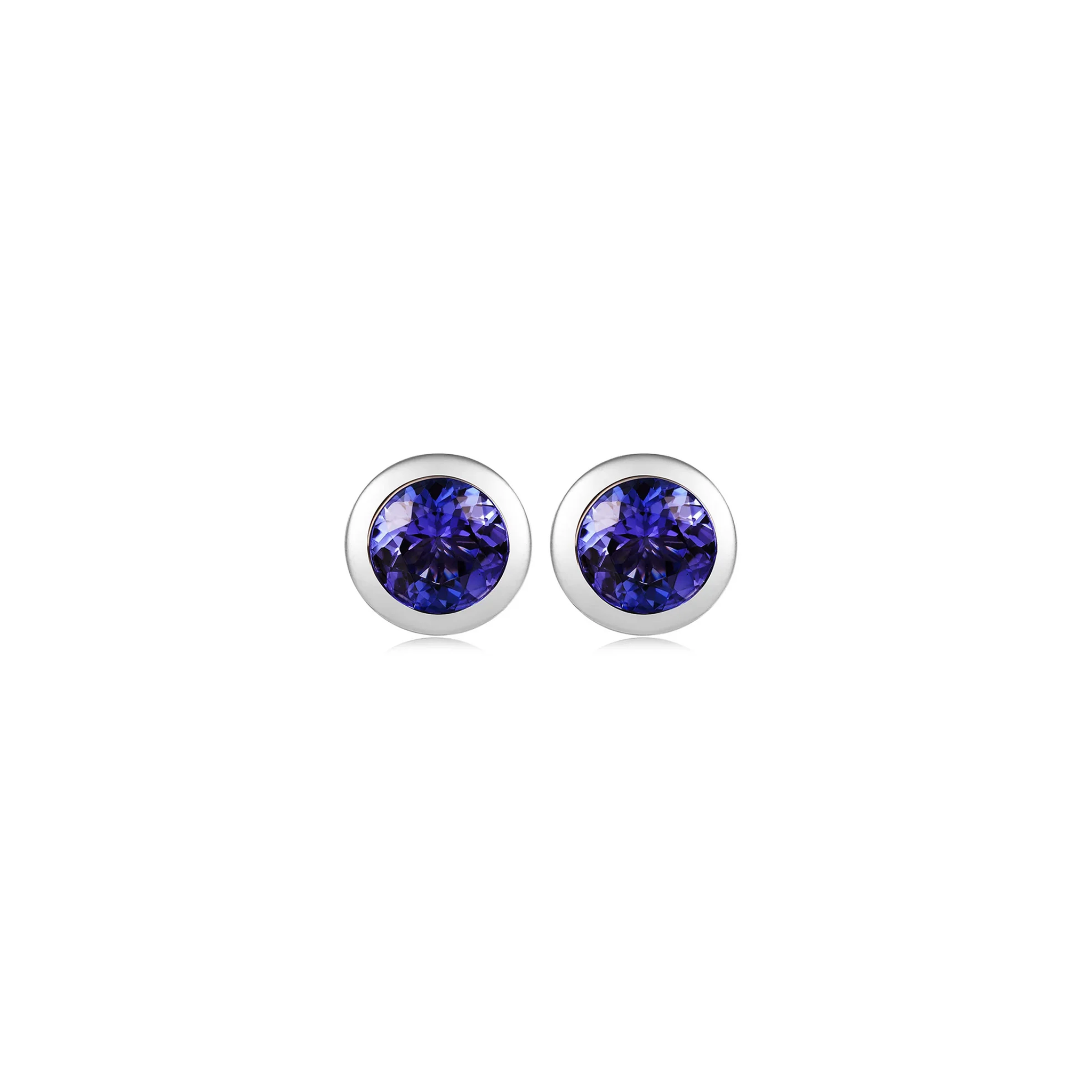 Shimansky Tanzanite 2.1 TCW Solitaire Earrings in 14K White Gold Front View #Metal_White Gold