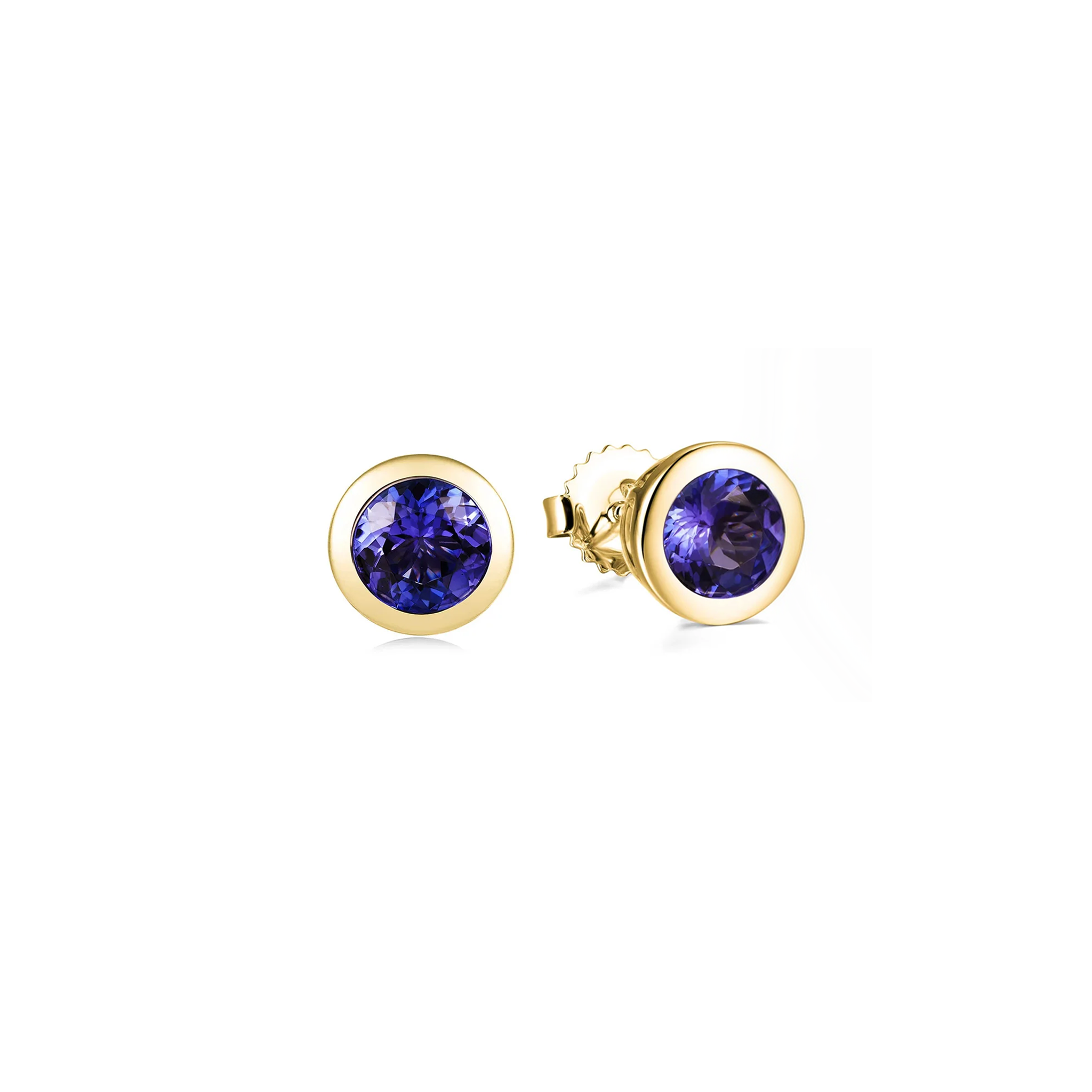 Shimansky 2 TCW Tanzanite Solitaire Earrings in 14K Yellow Gold 3D View #Metal_Yellow Gold