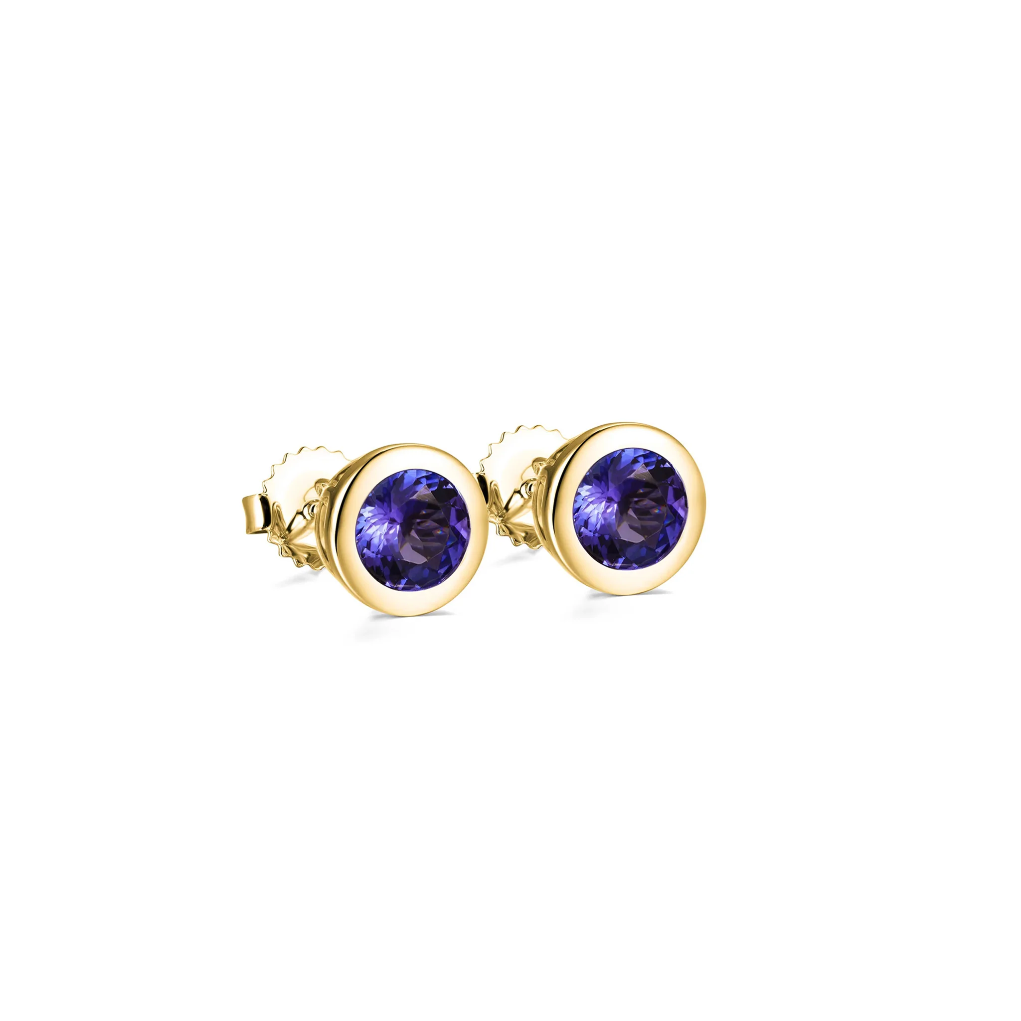 Shimansky 2 TCW Tanzanite Solitaire Earrings in 14K Yellow Gold 3D View #Metal_Yellow Gold