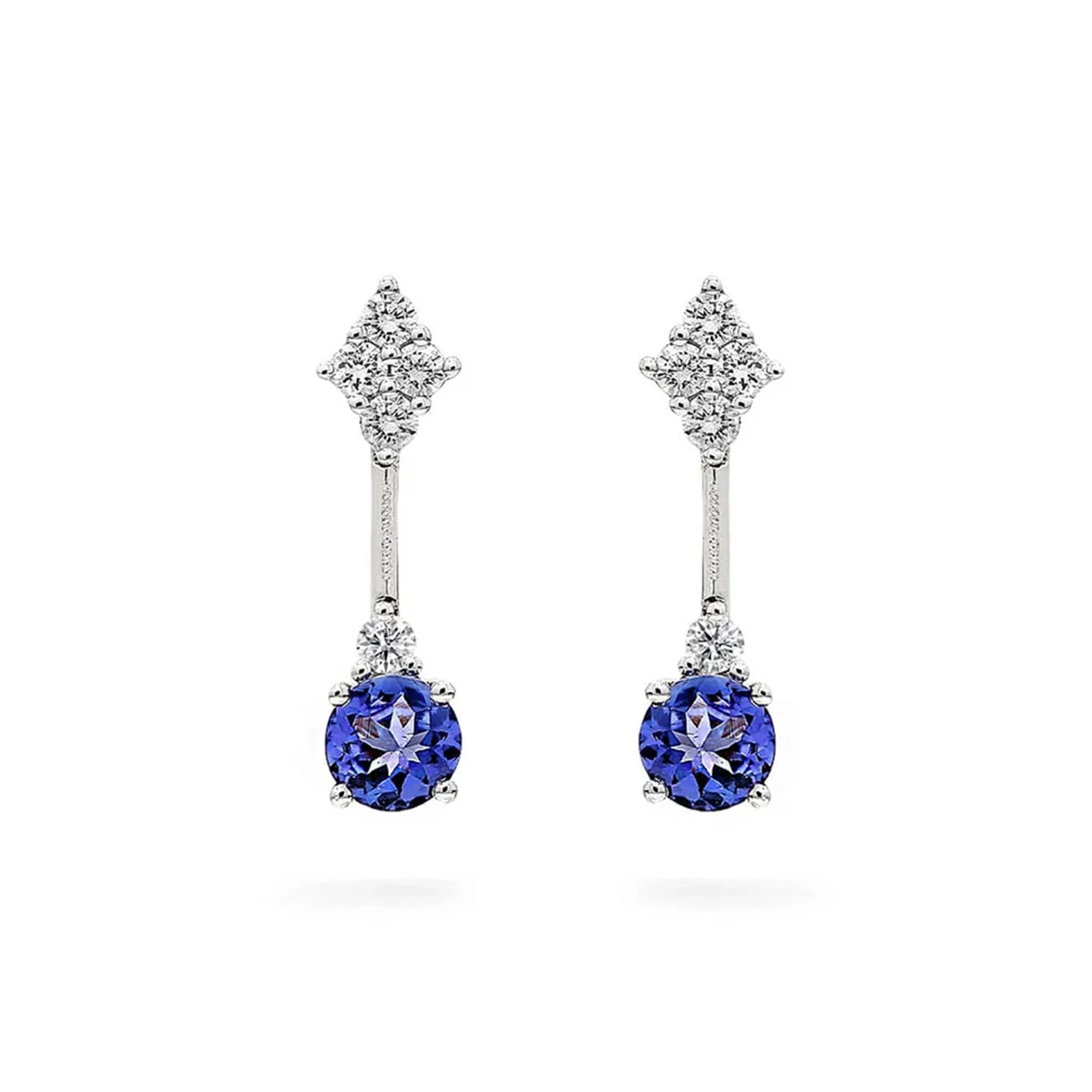 Shimansky 1 TCW Tanzanite and Diamond Earrings in 18K White Gold
Front View