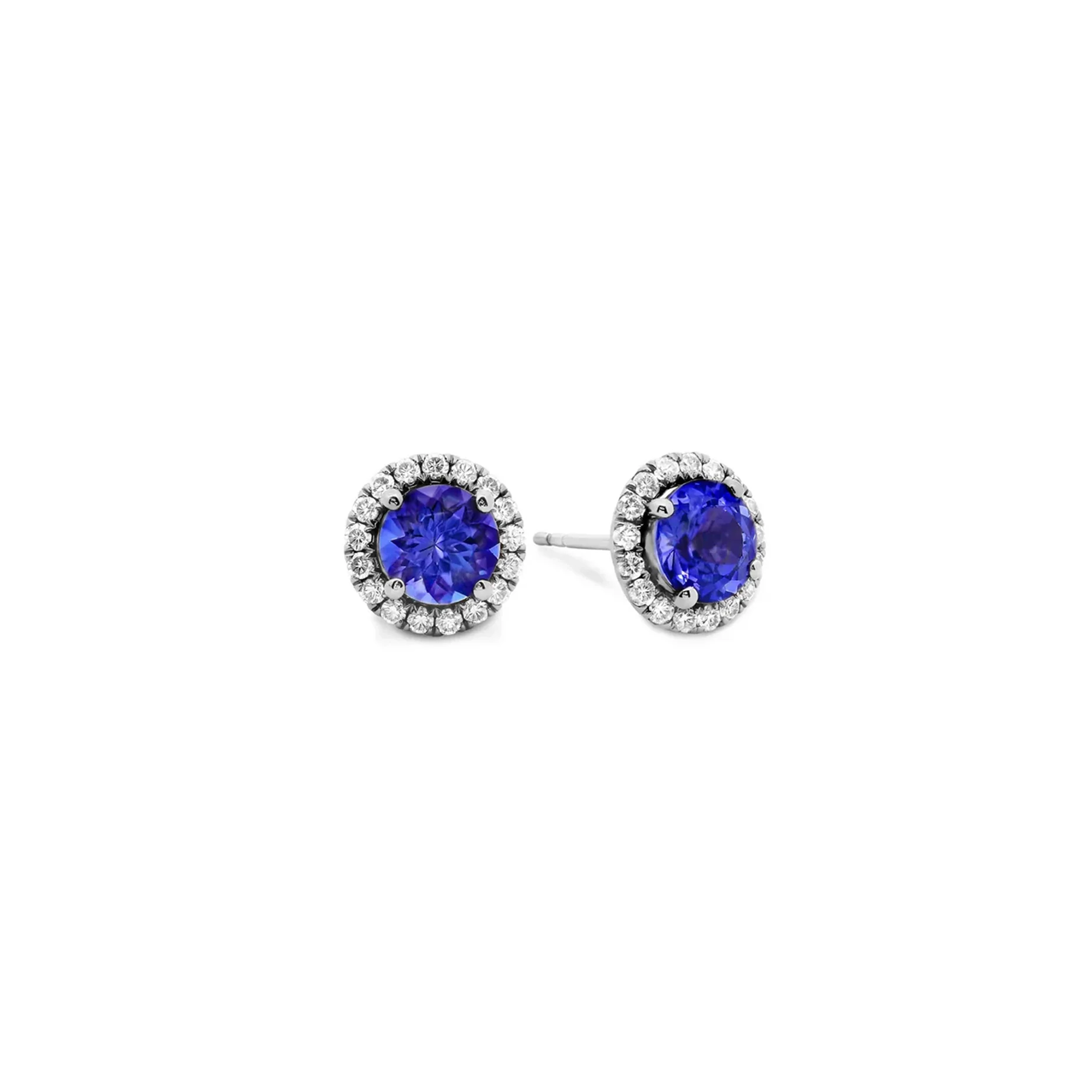 Shimansky 1.4ct Round Tanzanite Halo Stud Earrings in 14K White Gold 3D View