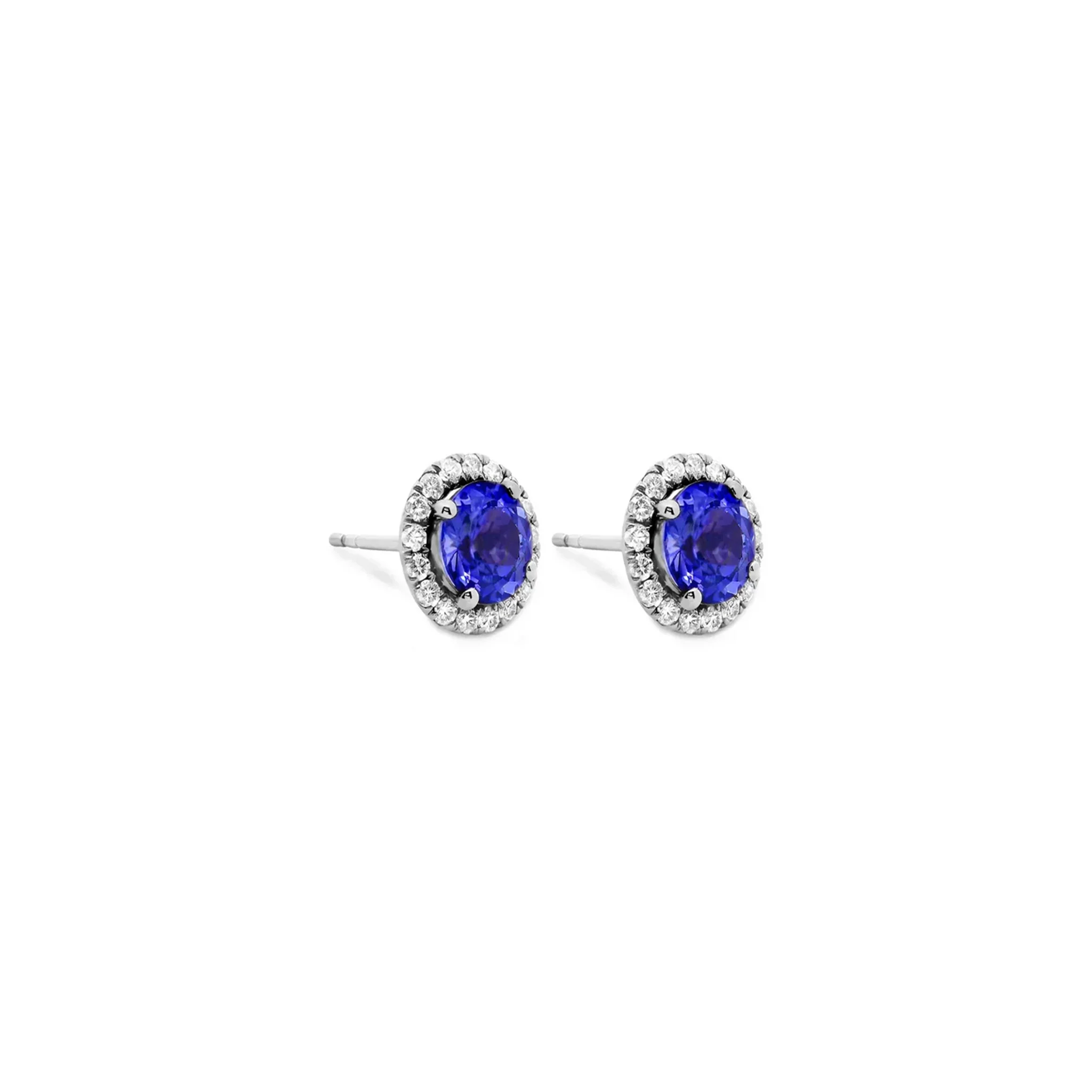 Shimansky 1.4ct Round Tanzanite Halo Stud Earrings in 14K White Gold 3D View