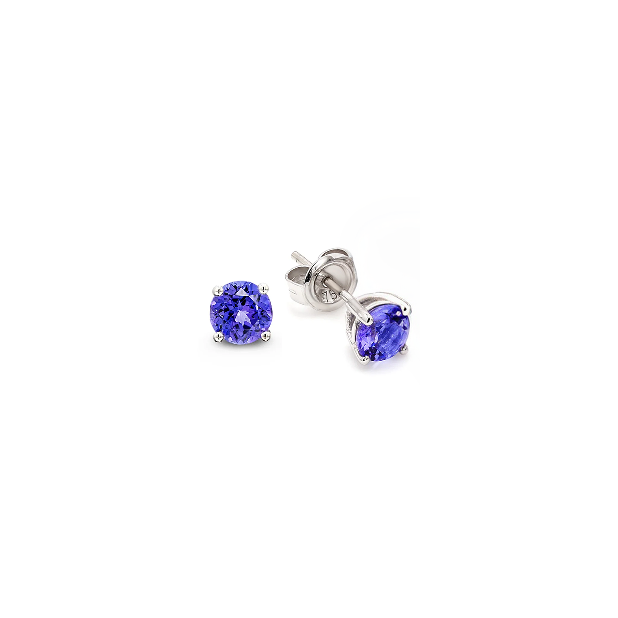 Shimansky 1 TCW Tanzanite Solitaire Earrings in 14K White Gold 3D View