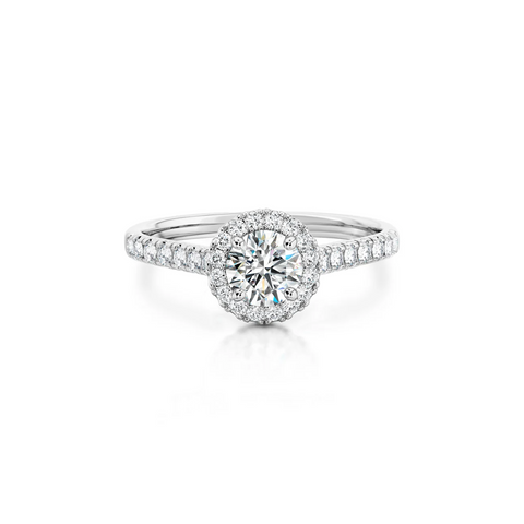 Runder Diamant-Microset-Halo-Verlobungsring