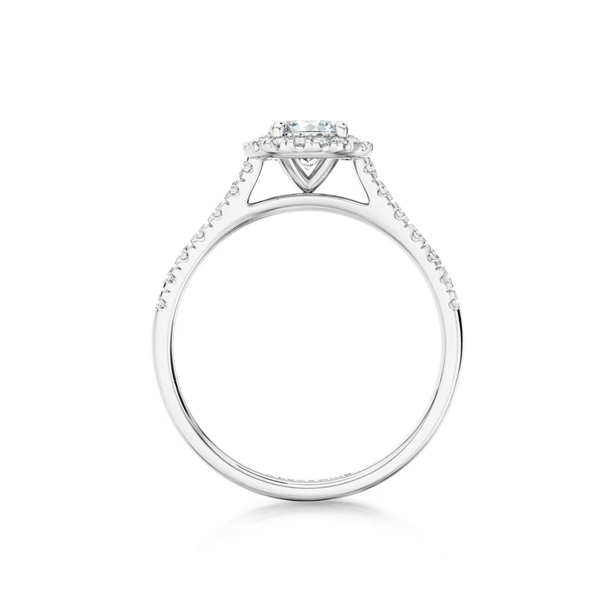 Shimansky Round Diamond Microset Halo Engagement Ring Platinum - Side View #Metal_Platinum #Carat Weight_0.5