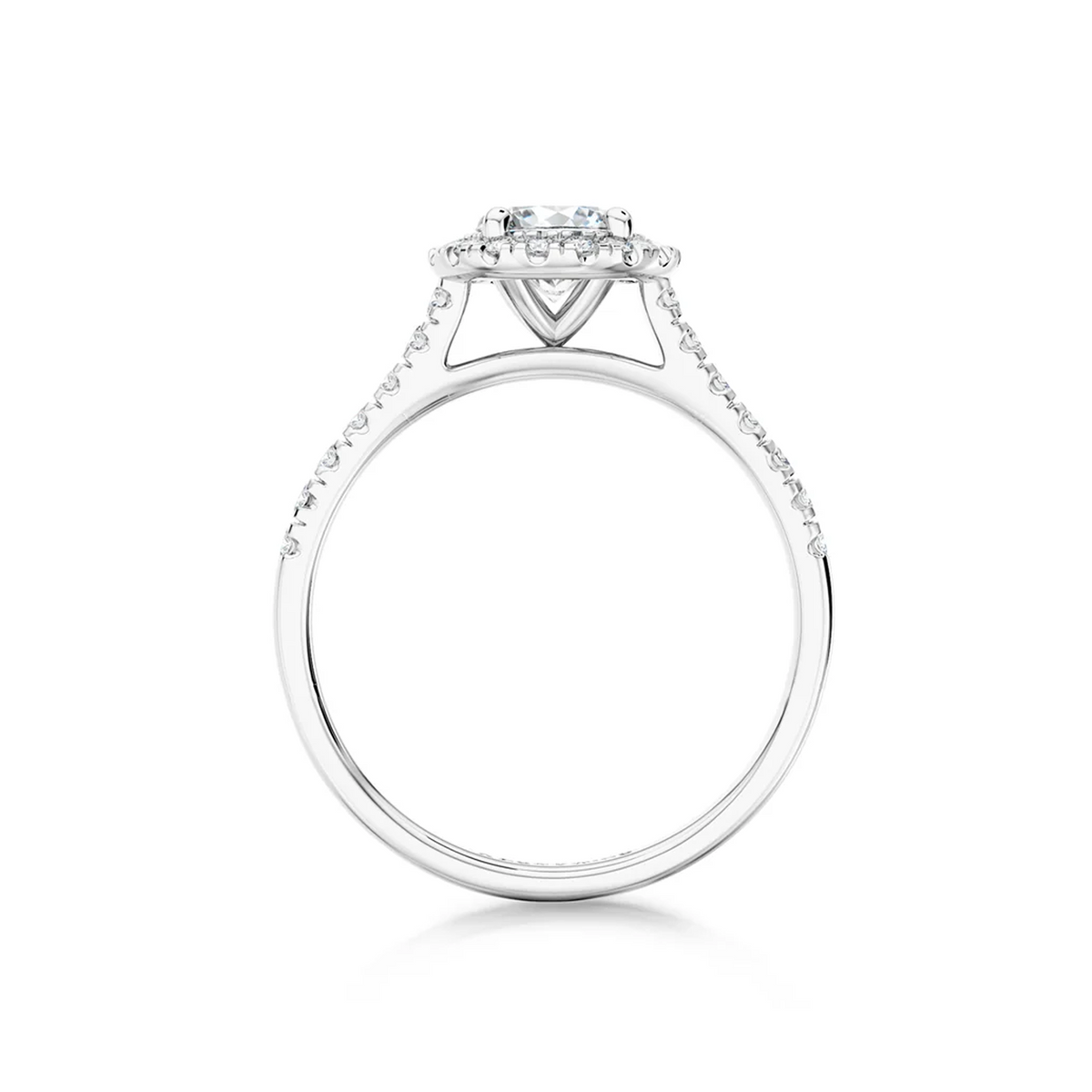 Shimansky Round Diamond Microset Halo Engagement Ring Platinum - 3D View #Metal_Platinum #Carat Weight_0.7