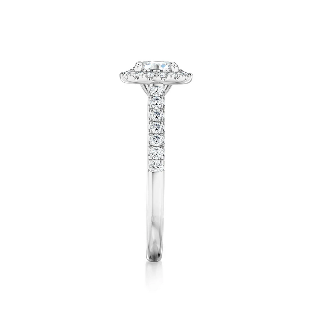 Shimansky Round Diamond Microset Halo Engagement Ring Platinum - Side View #Metal_Platinum #Carat Weight_0.7
