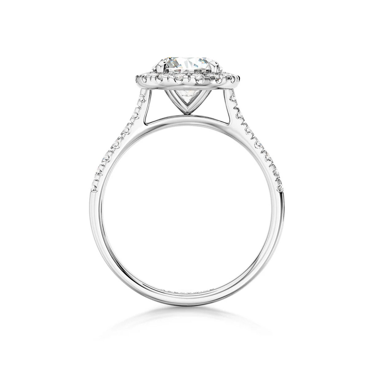 Shimansky Round Diamond Microset Halo Engagement Ring Platinum - Side View #Metal_Platinum #Carat Weight_1.5