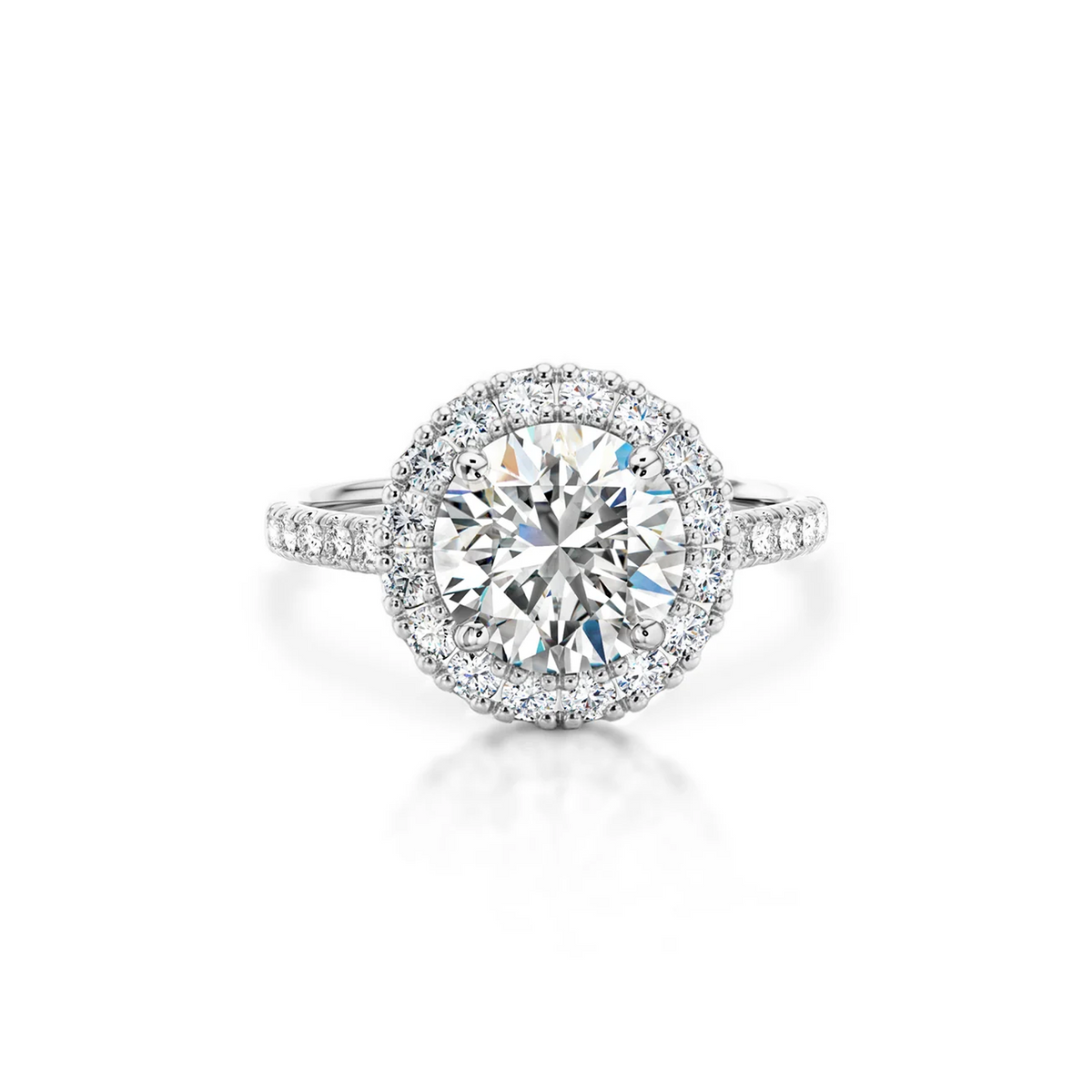 Shimansky Round Diamond Microset Halo Engagement Ring Platinum - Front View #Metal_Platinum #Carat Weight_2