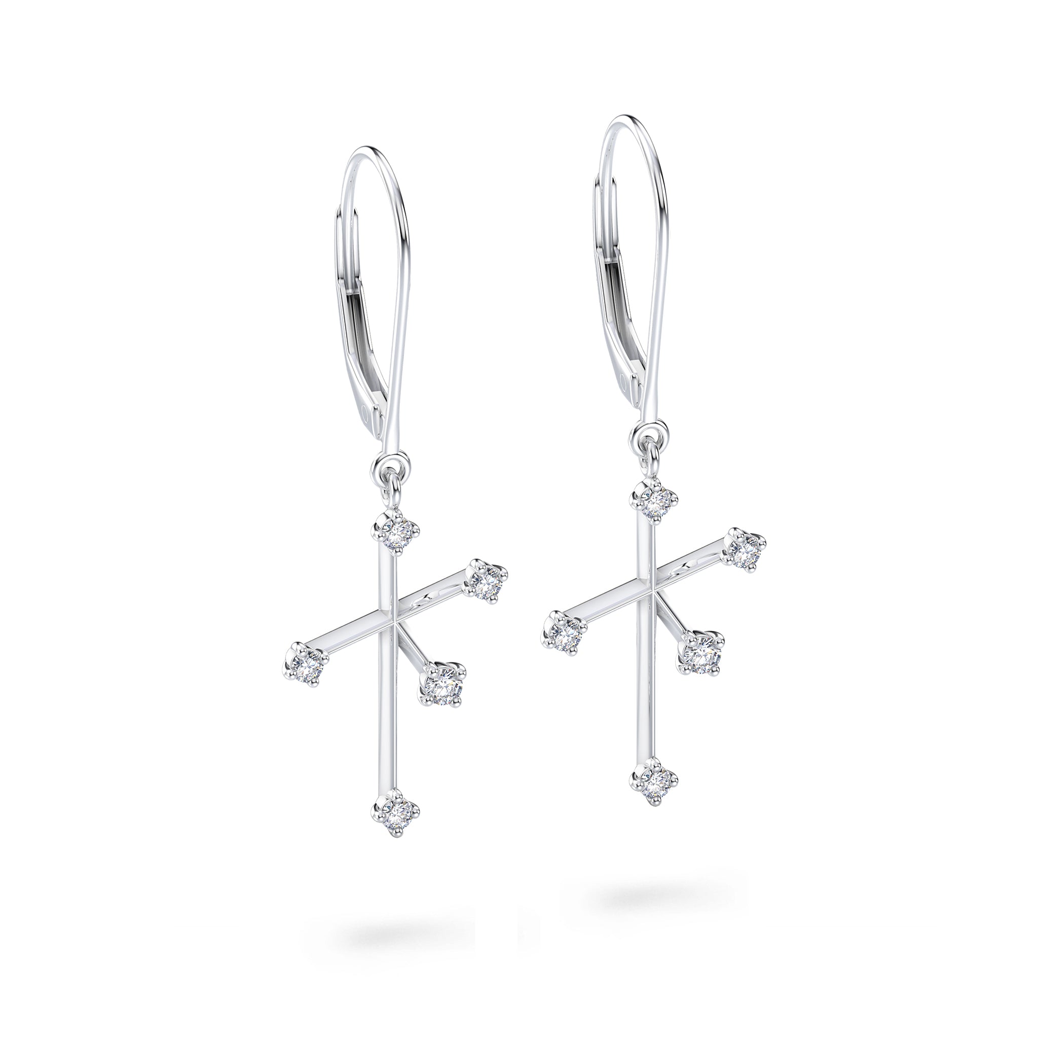 Shimansky 0.3 TCW Southern Cross Diamond Drop Earrings 14K White Gold 3D View