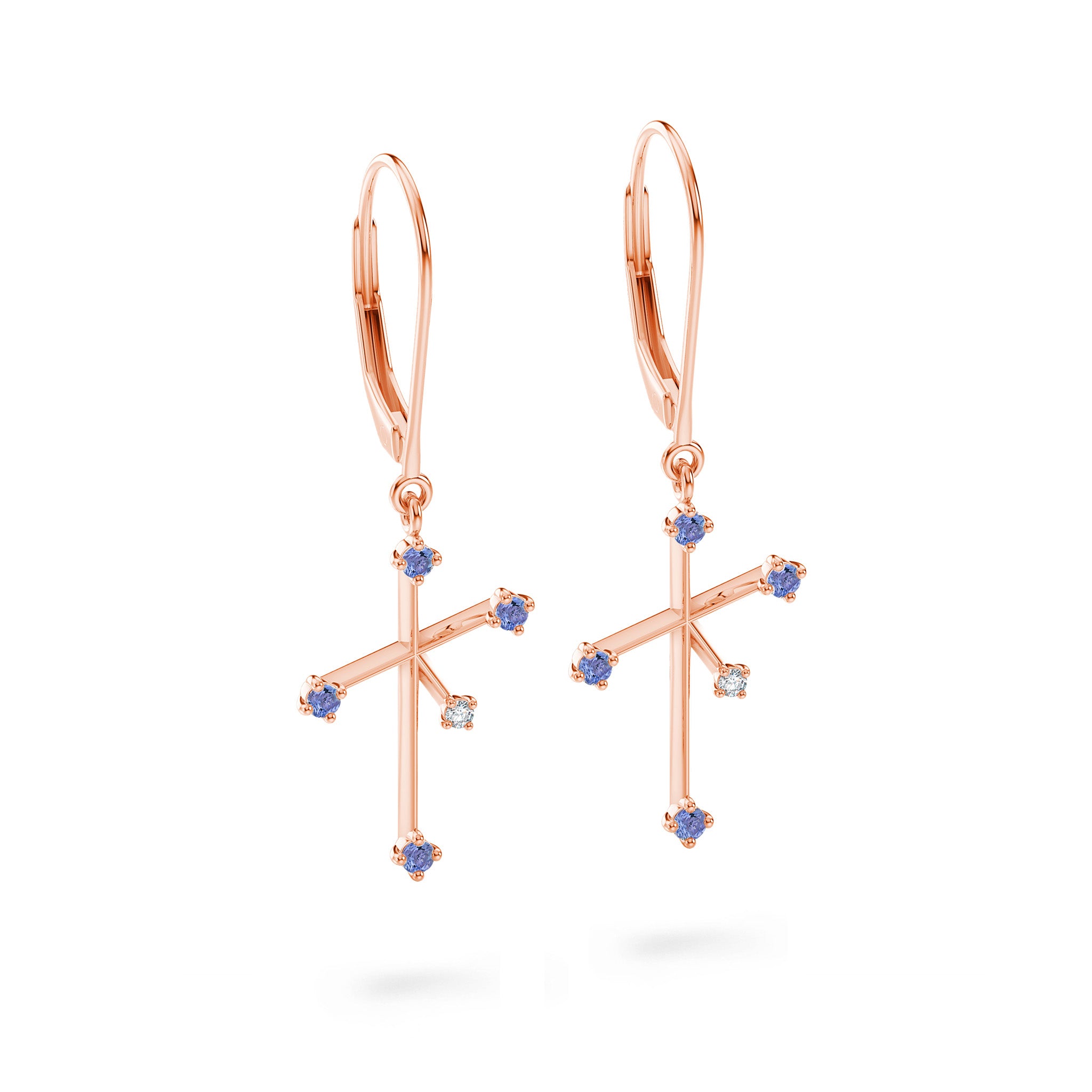 Southern Cross Tanzanite and Diamond Drop Earrings | 14K Rose Gold - SHIMANSKY.CO.ZA