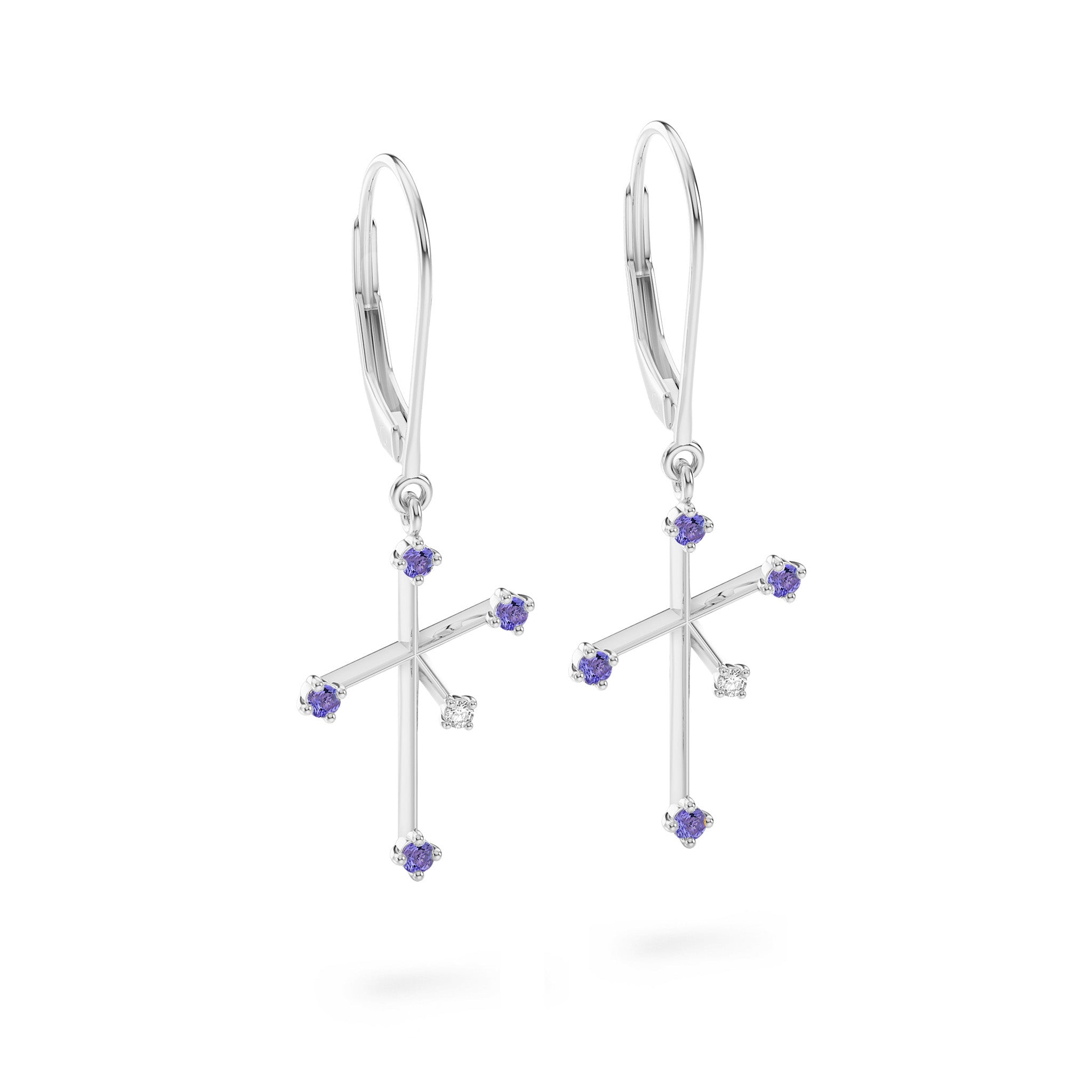 Southern Cross Tanzanite and Diamond Drop Earrings | 14K White Gold - SHIMANSKY.CO.ZA