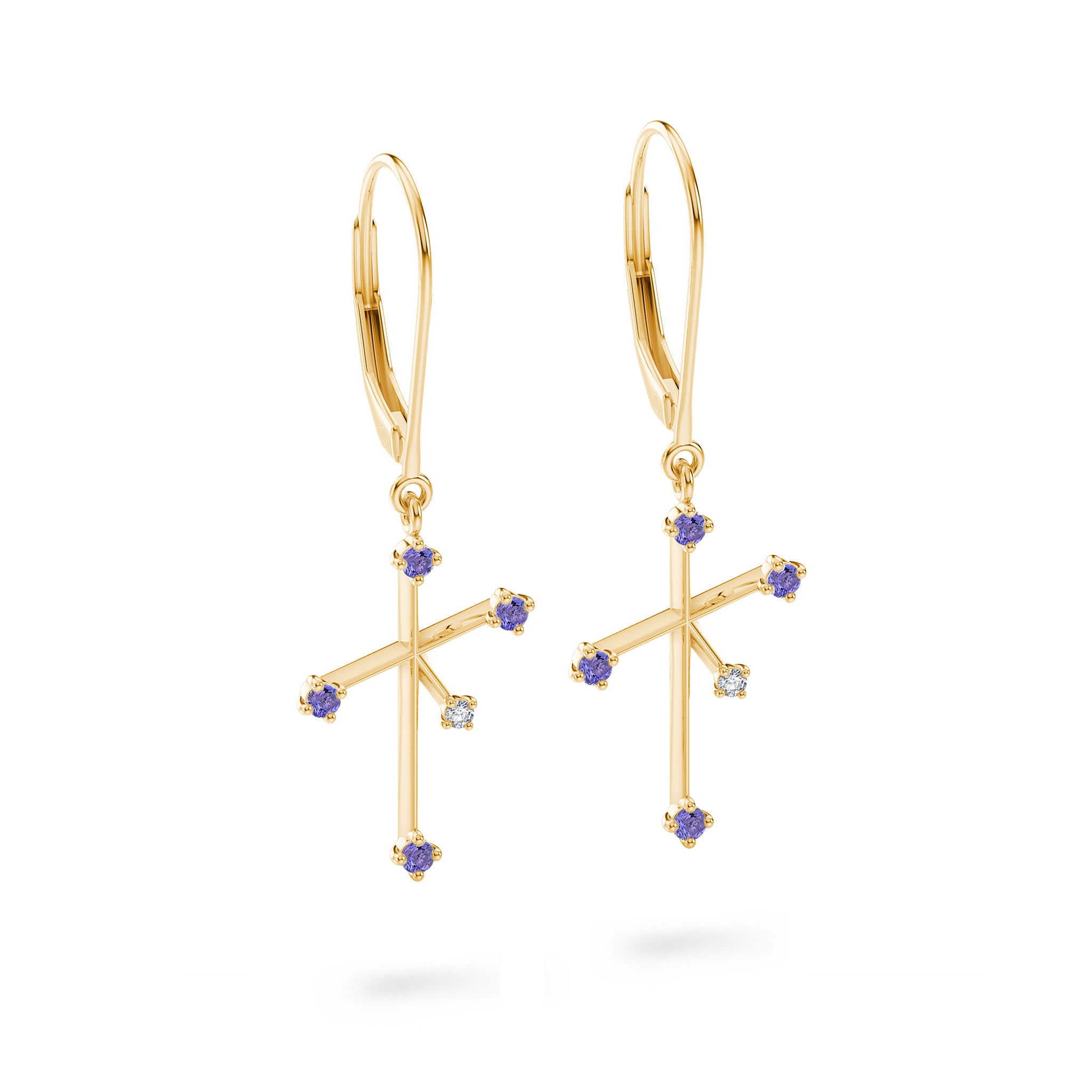 Southern Cross Tanzanite and Diamond Drop Earrings | 14K Yellow Gold - SHIMANSKY.CO.ZA