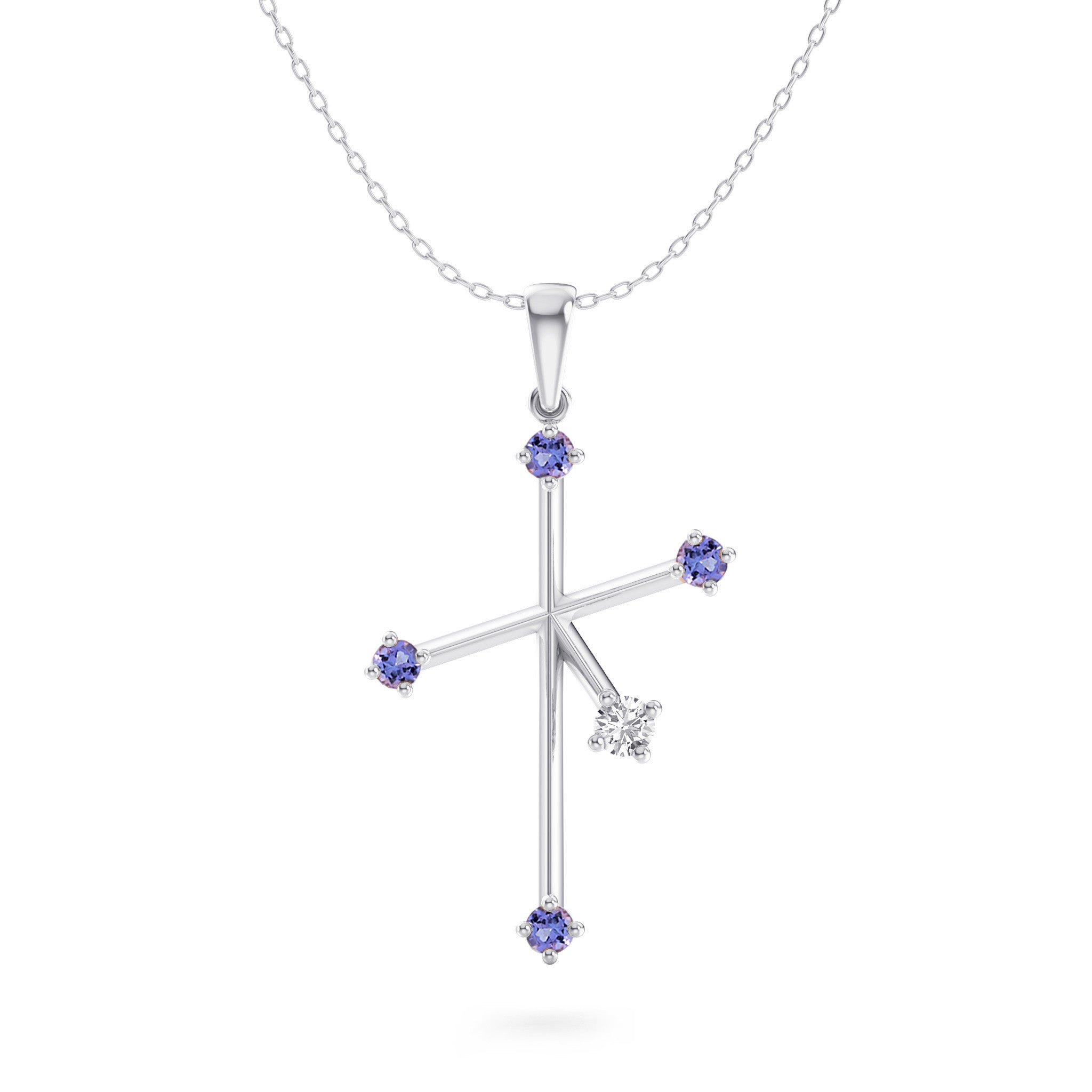 Southern Cross Tanzanite and Diamond Pendant and Chain | 14K White Gold - SHIMANSKY.CO.ZA