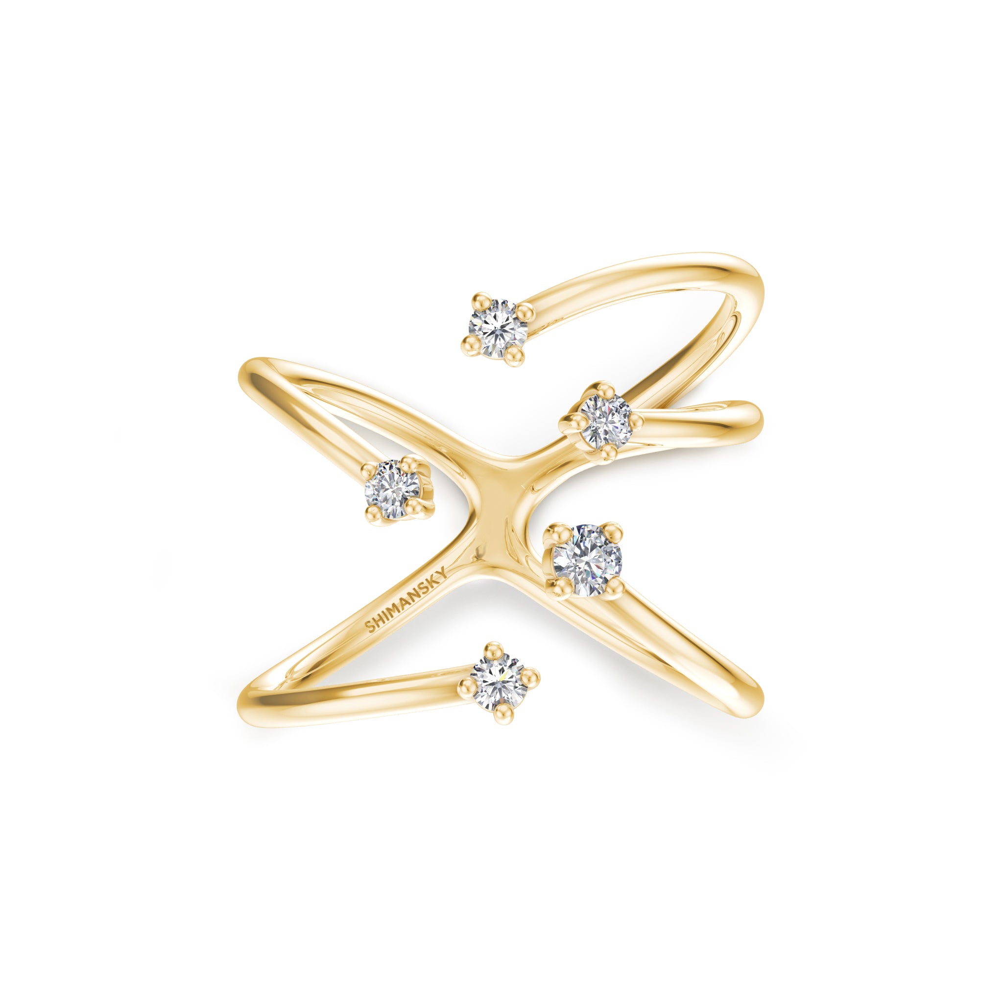 Shimansky - Southern Cross Small Diamond Ring Crafted in 14K Yellow Gold