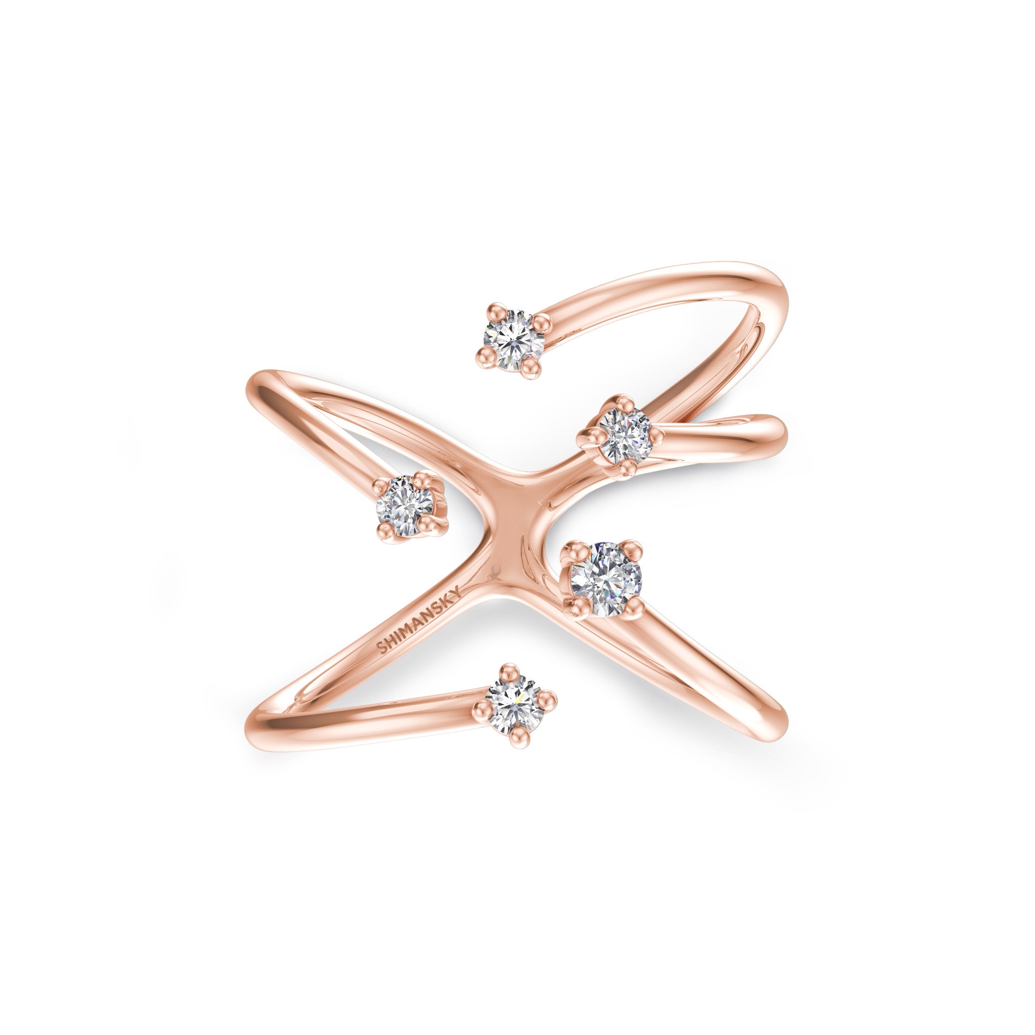 Shimansky - Southern Cross Large Diamond Ring Crafted in 14K Rose Gold