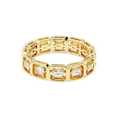 Anillo de eternidad con diamantes y esmeralda de Saturno
