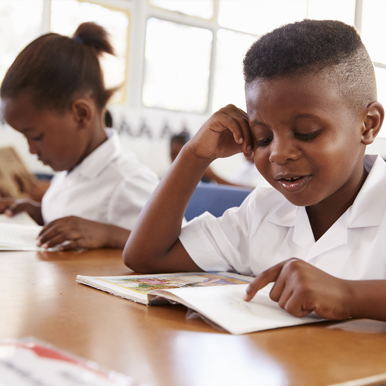 School children learning together