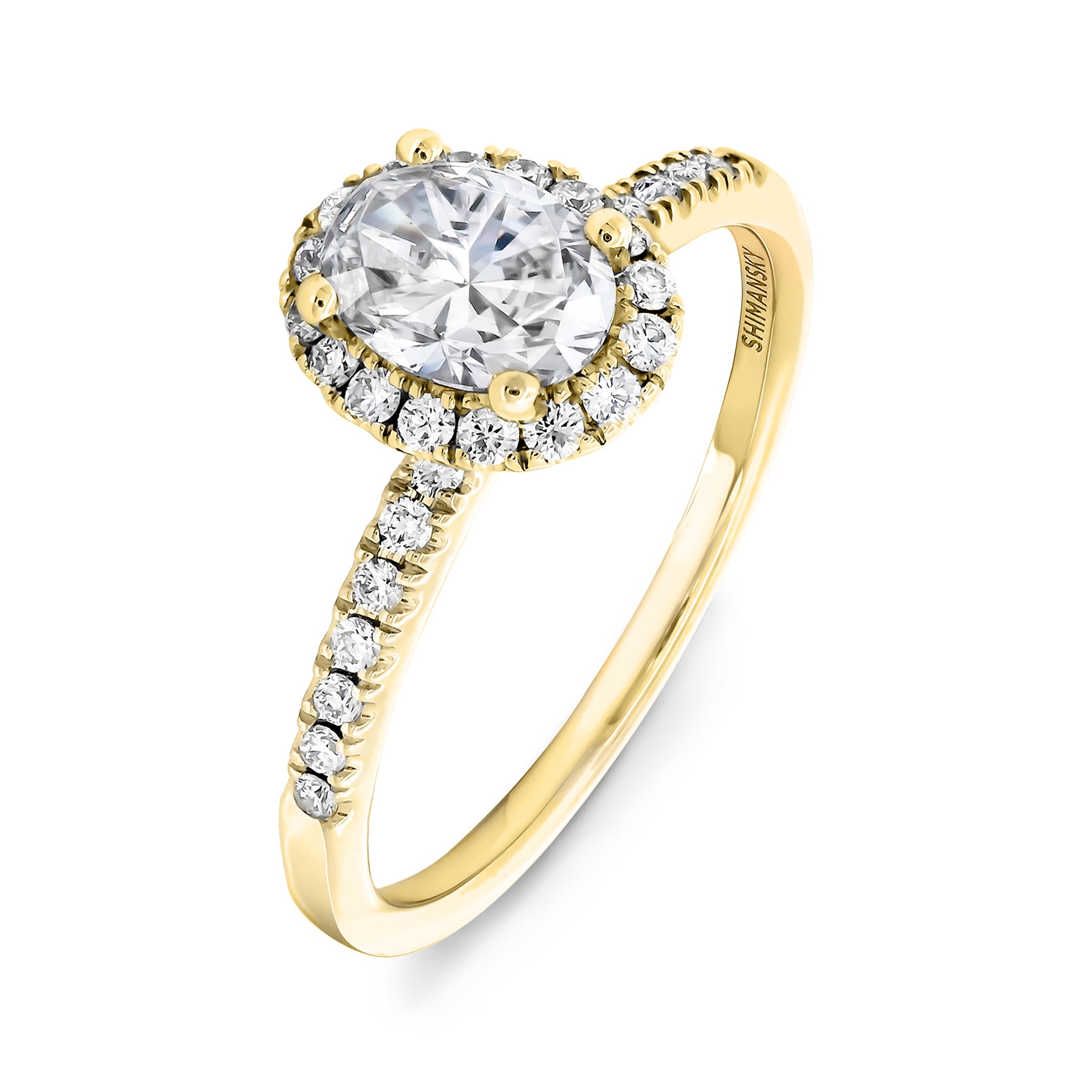  SHIMANSKY.CO.ZA -  Diamond Halo Engagement Ring - 14K Yellow Gold - 3D View