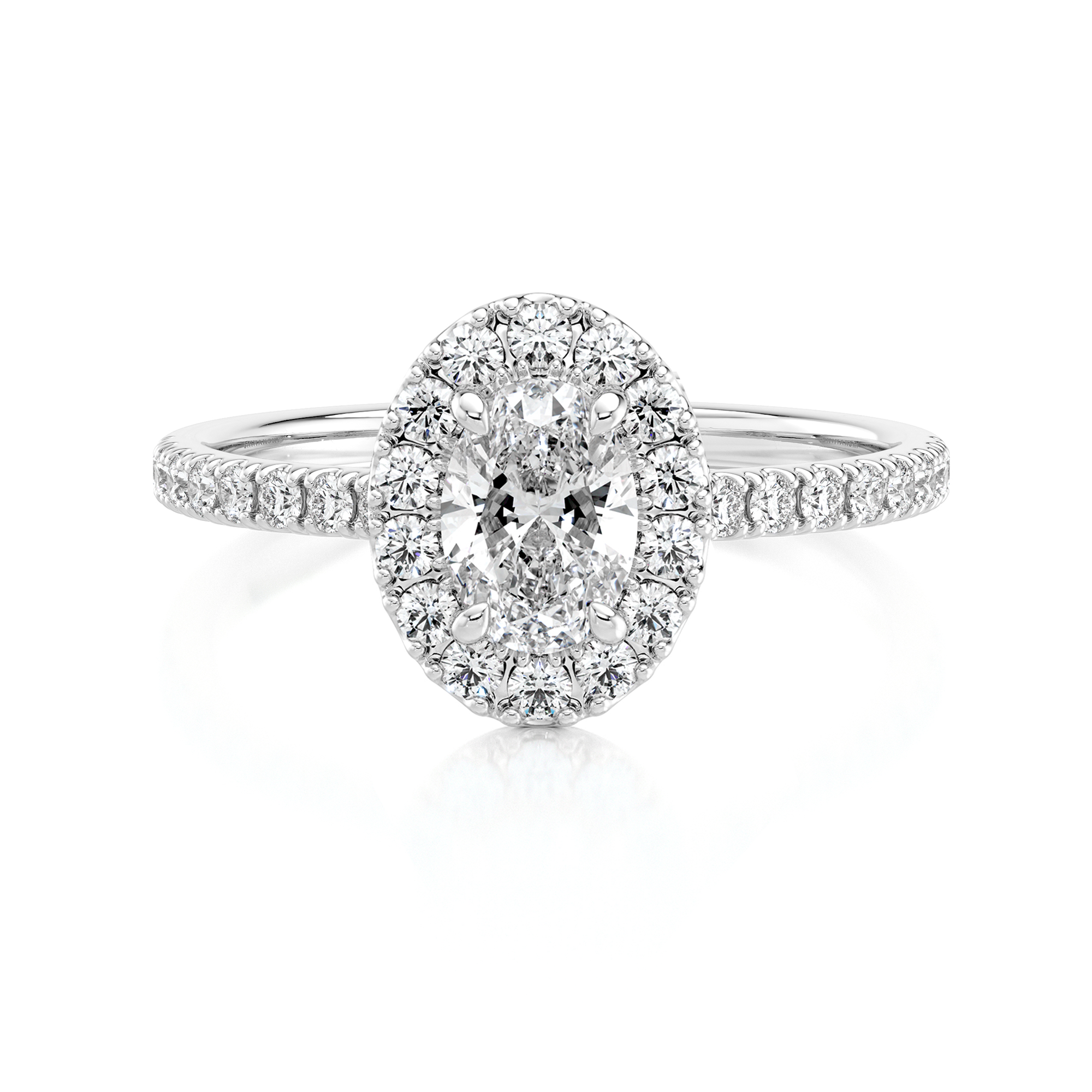 Oval Diamond Microset Halo Engagement Ring