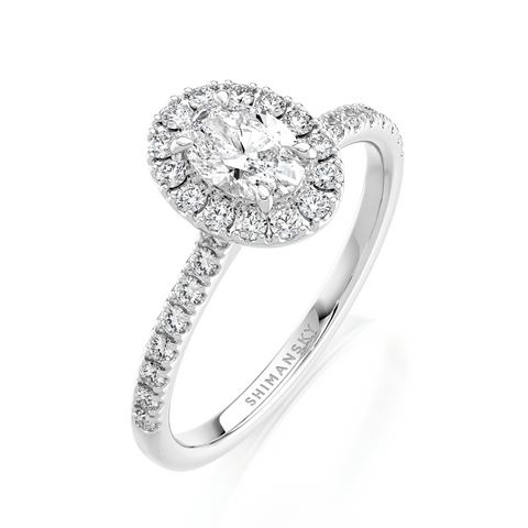 Oval Diamond Microset Halo Engagement Ring