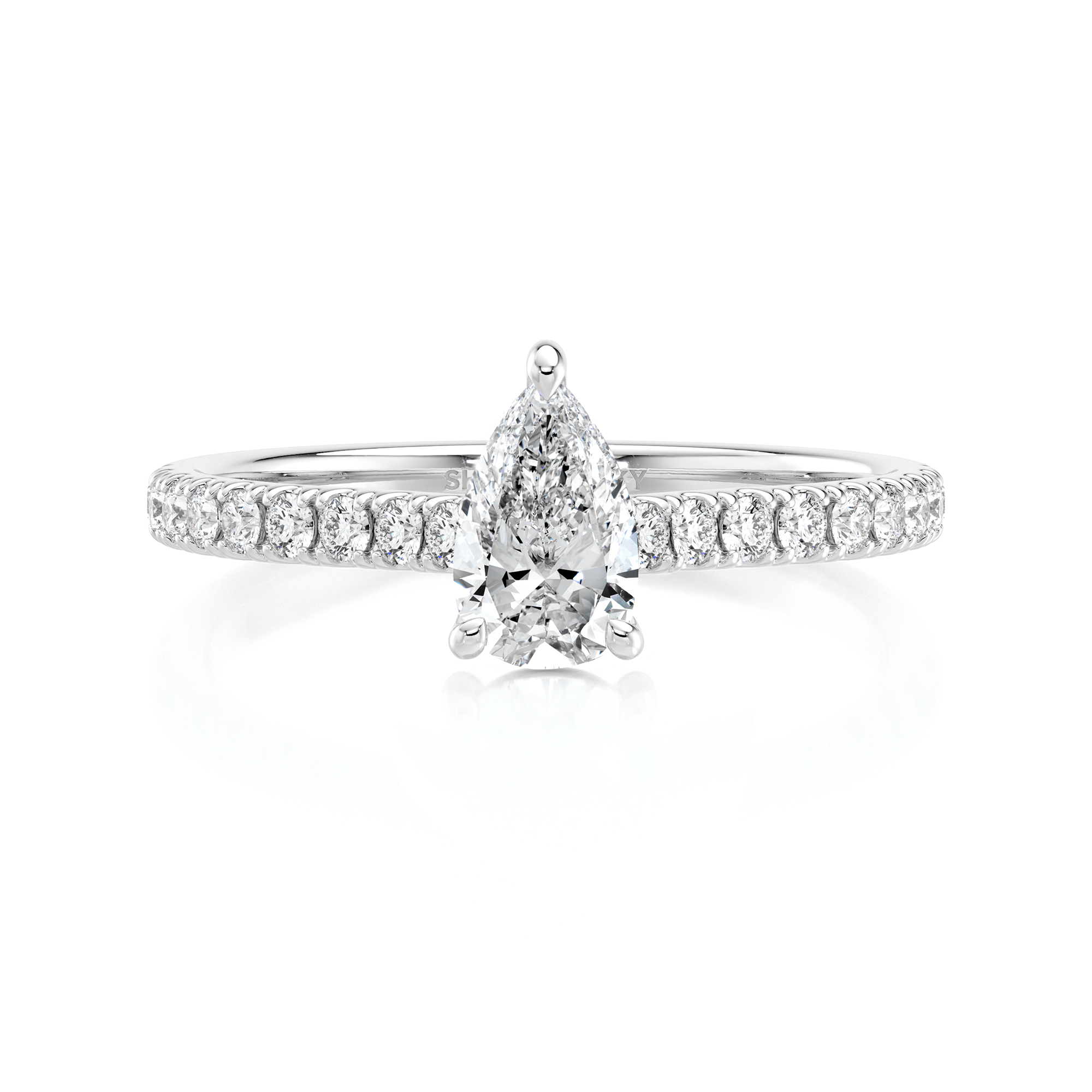 Pear Shape Diamond Microset Engagement Ring