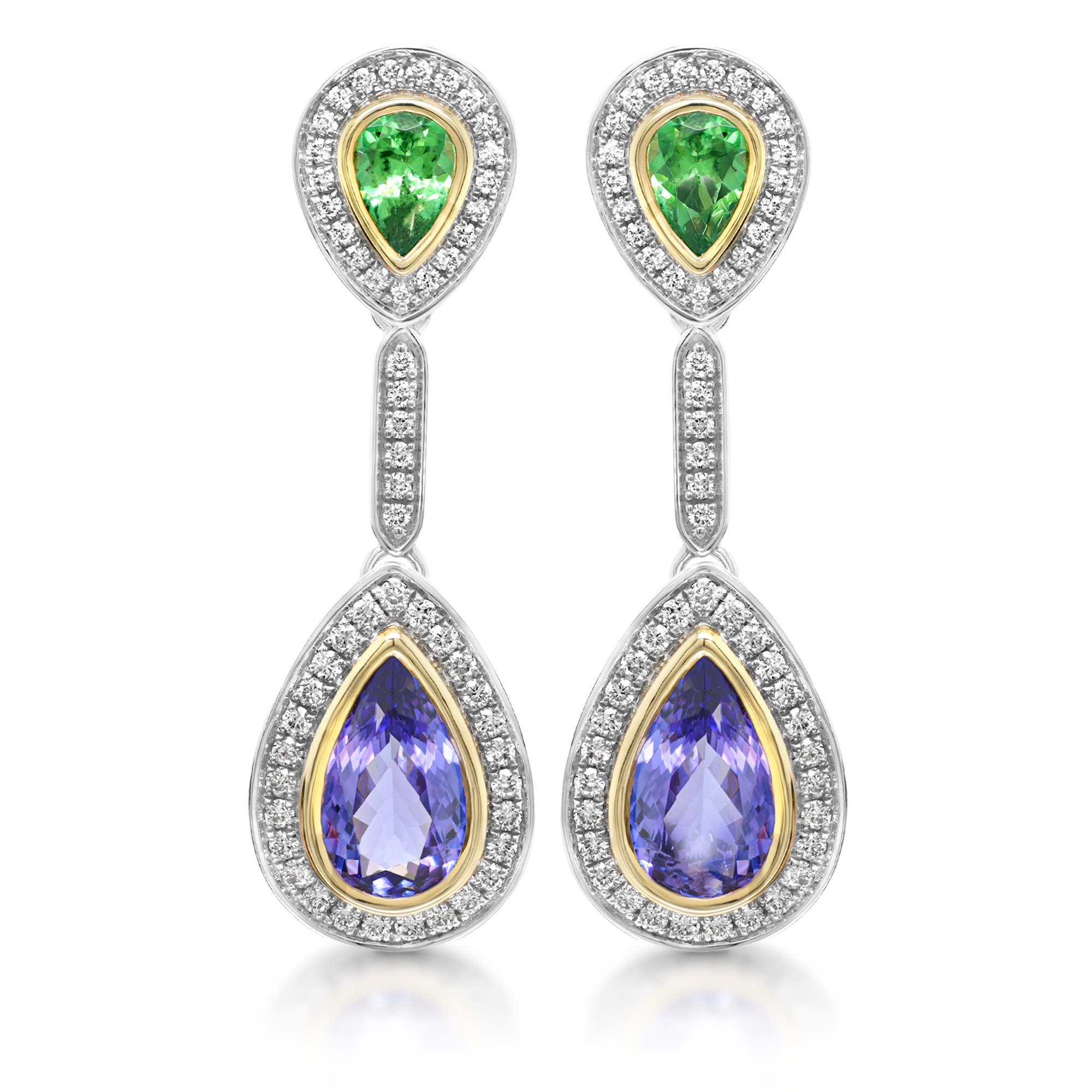 Tanzanite and Tsavorite Dress Earrings