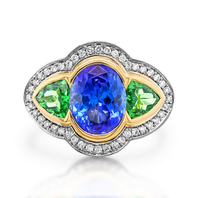 Tanzanite och Tsavorite Dress Ring