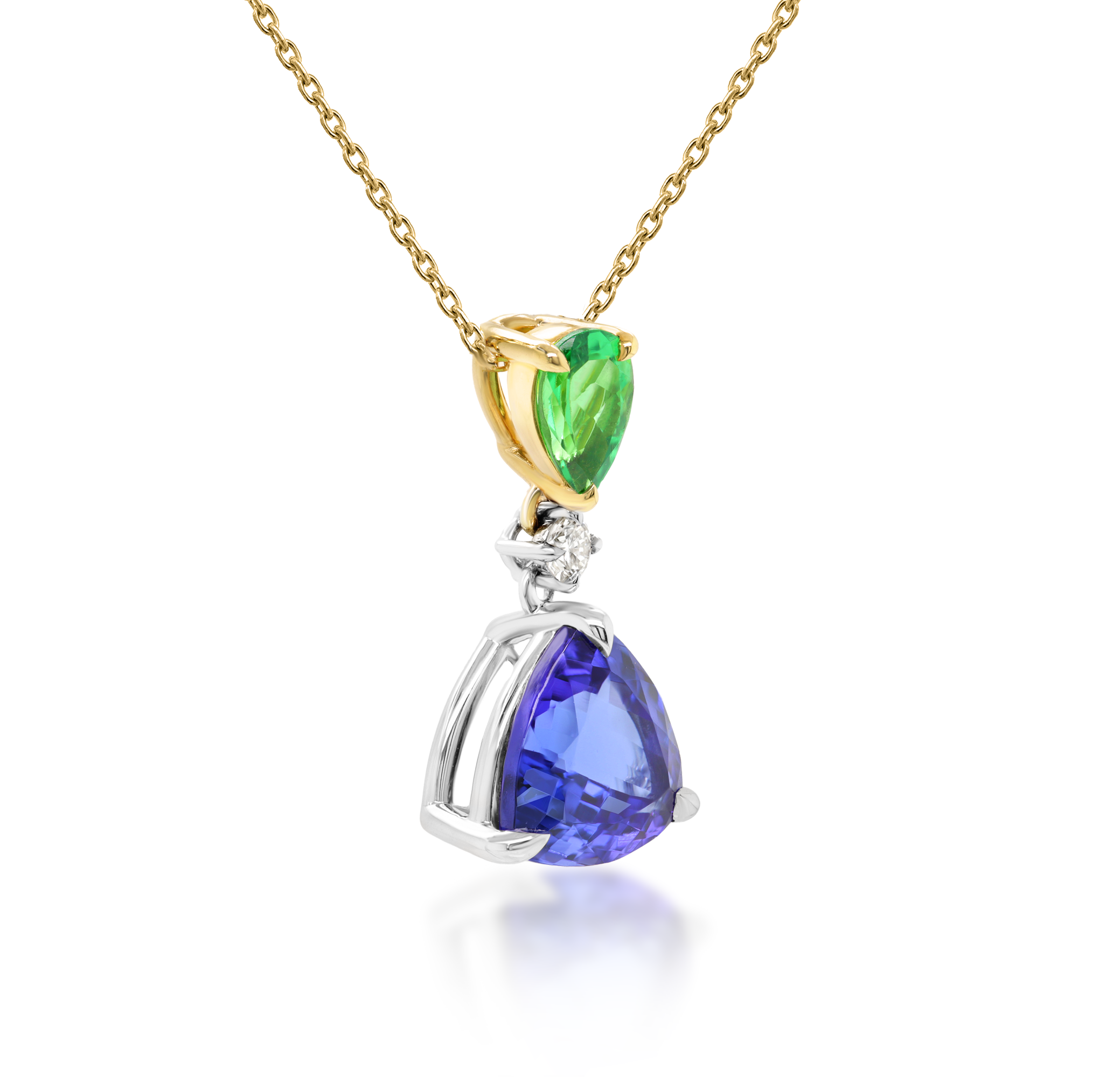 Tanzanite and Tsavorite Drop Pendant