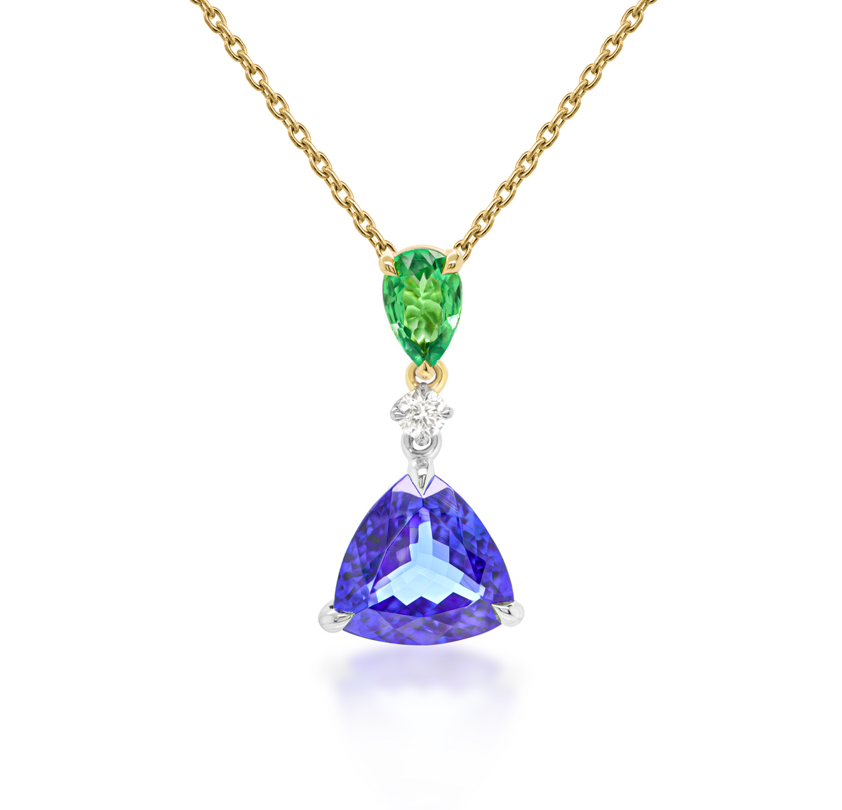Tanzanite and Tsavorite Drop Pendant