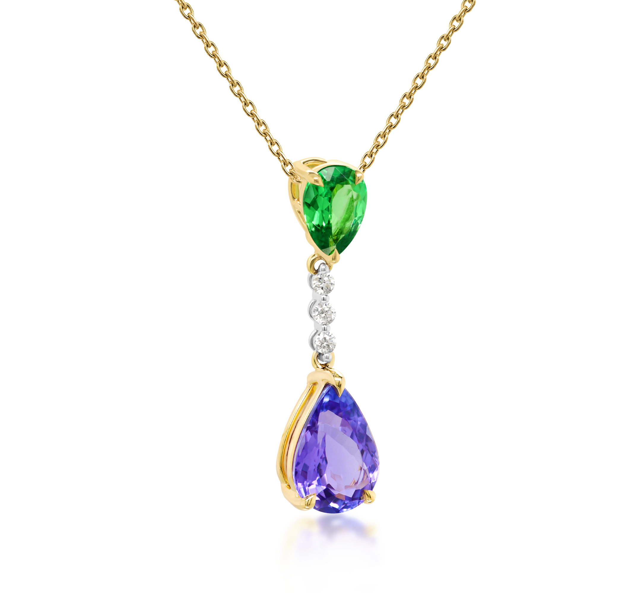 Tanzanite and Tsavorite Drop Pendant