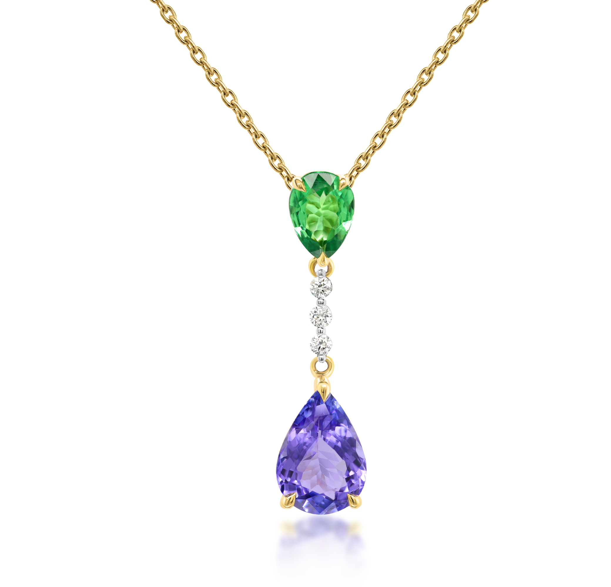 Tanzanite and Tsavorite Drop Pendant