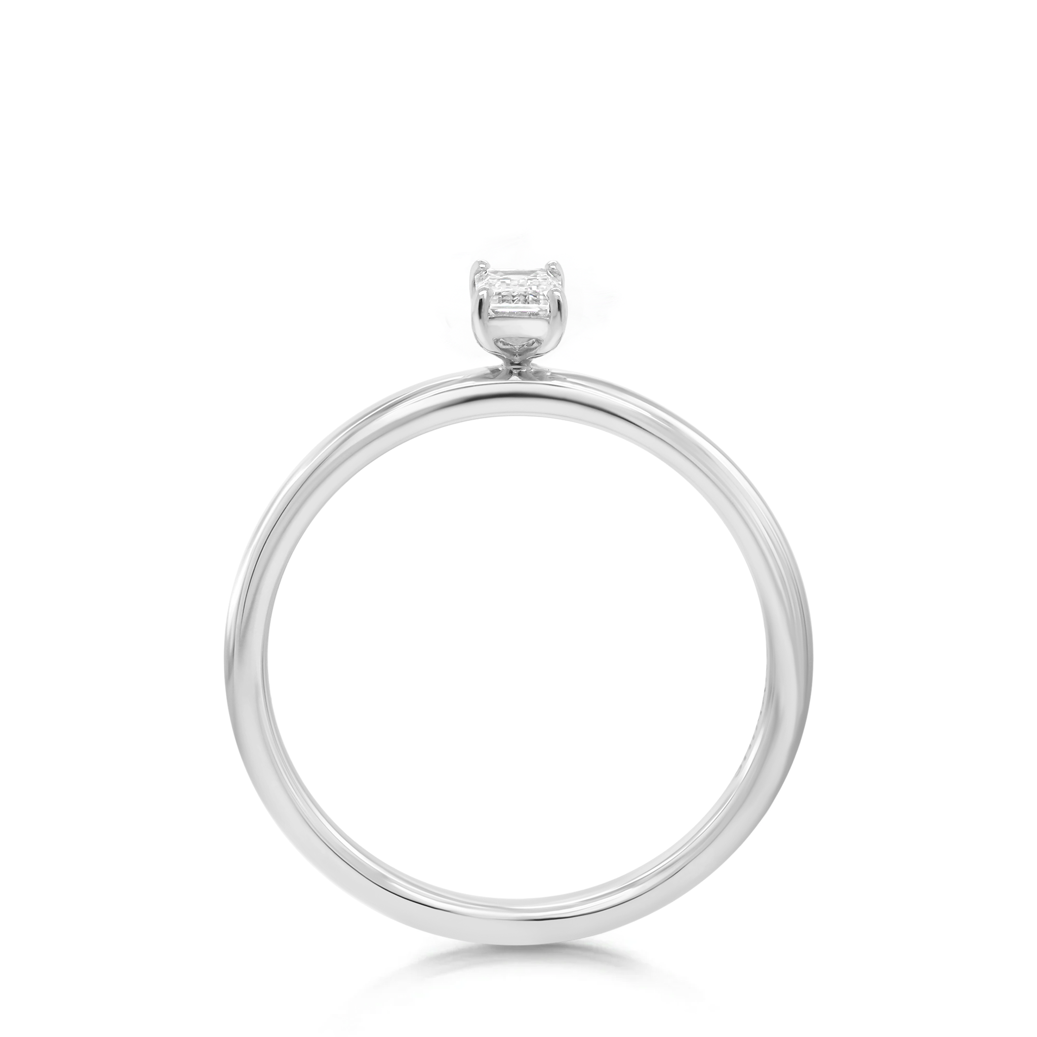Shimansky 0.16ct Emerald Solitaire Diamond Ring in 18K White Gold Side View