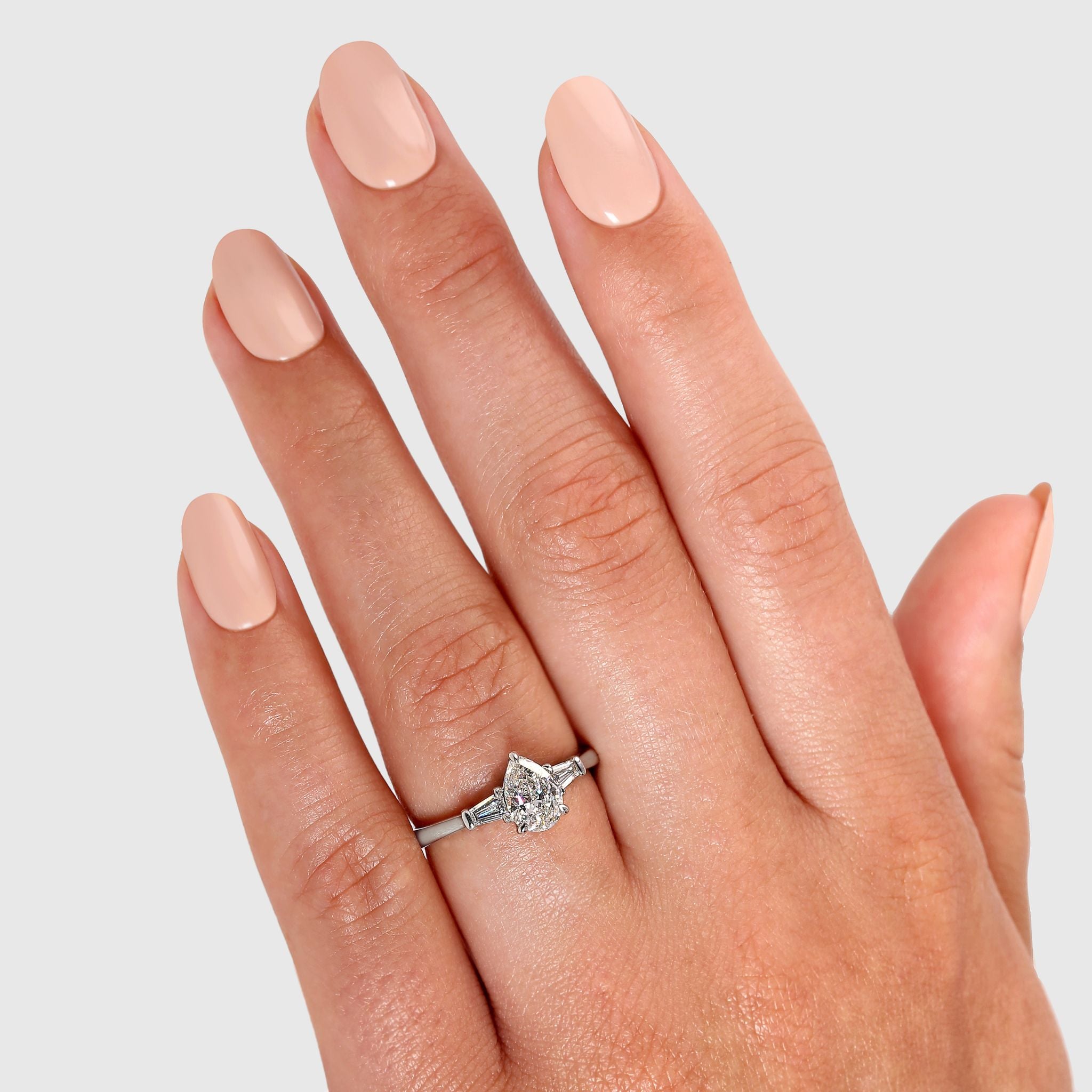 Shimansky 0.9 TCW Pear Diamond Dahlia Engagement Ring in Platinum Model View