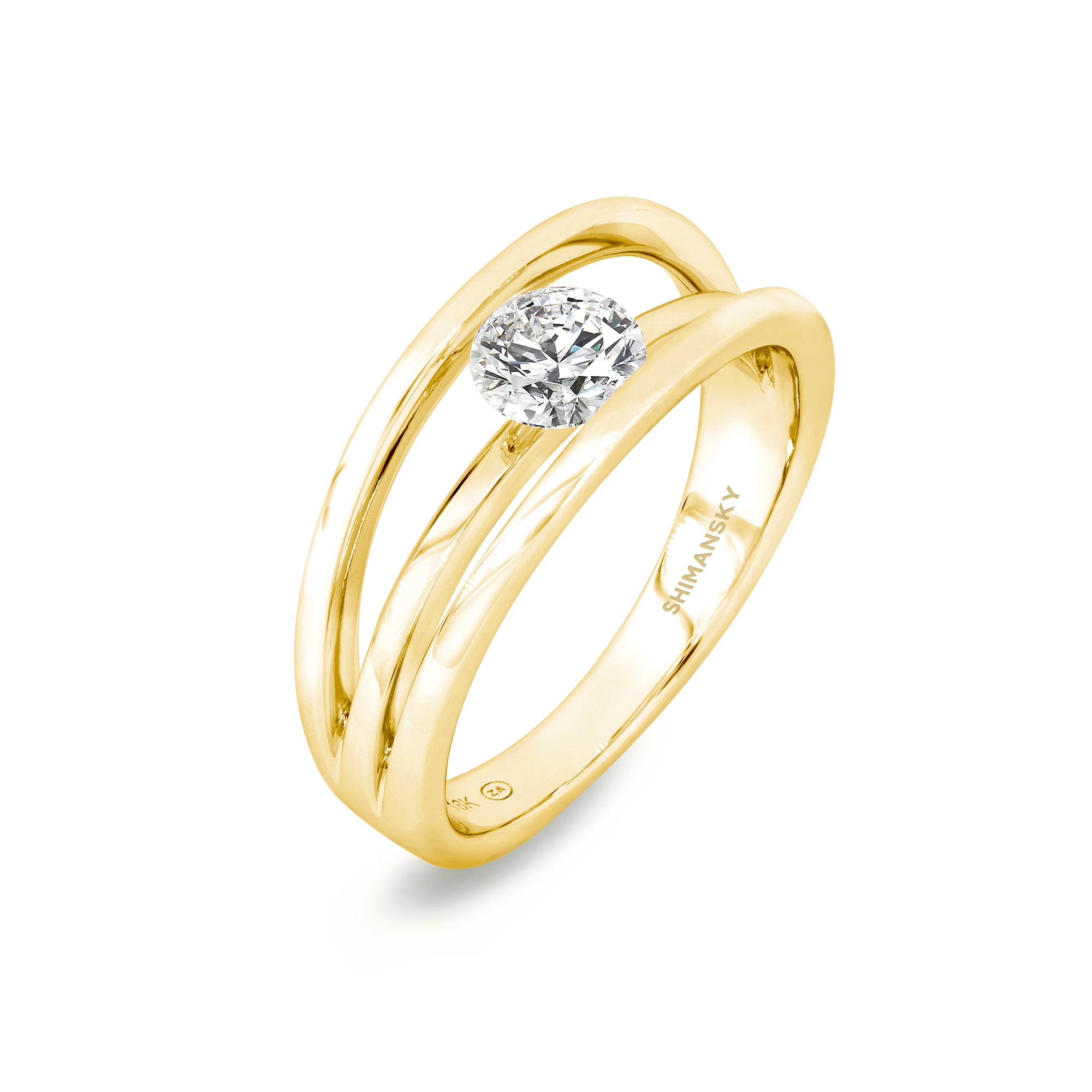 Shimansky 0.5ct Evolym Diamond Engagement Ring 18K Yellow Gold 3D View  #Metal_Yellow Gold #Carat Weight_0.5