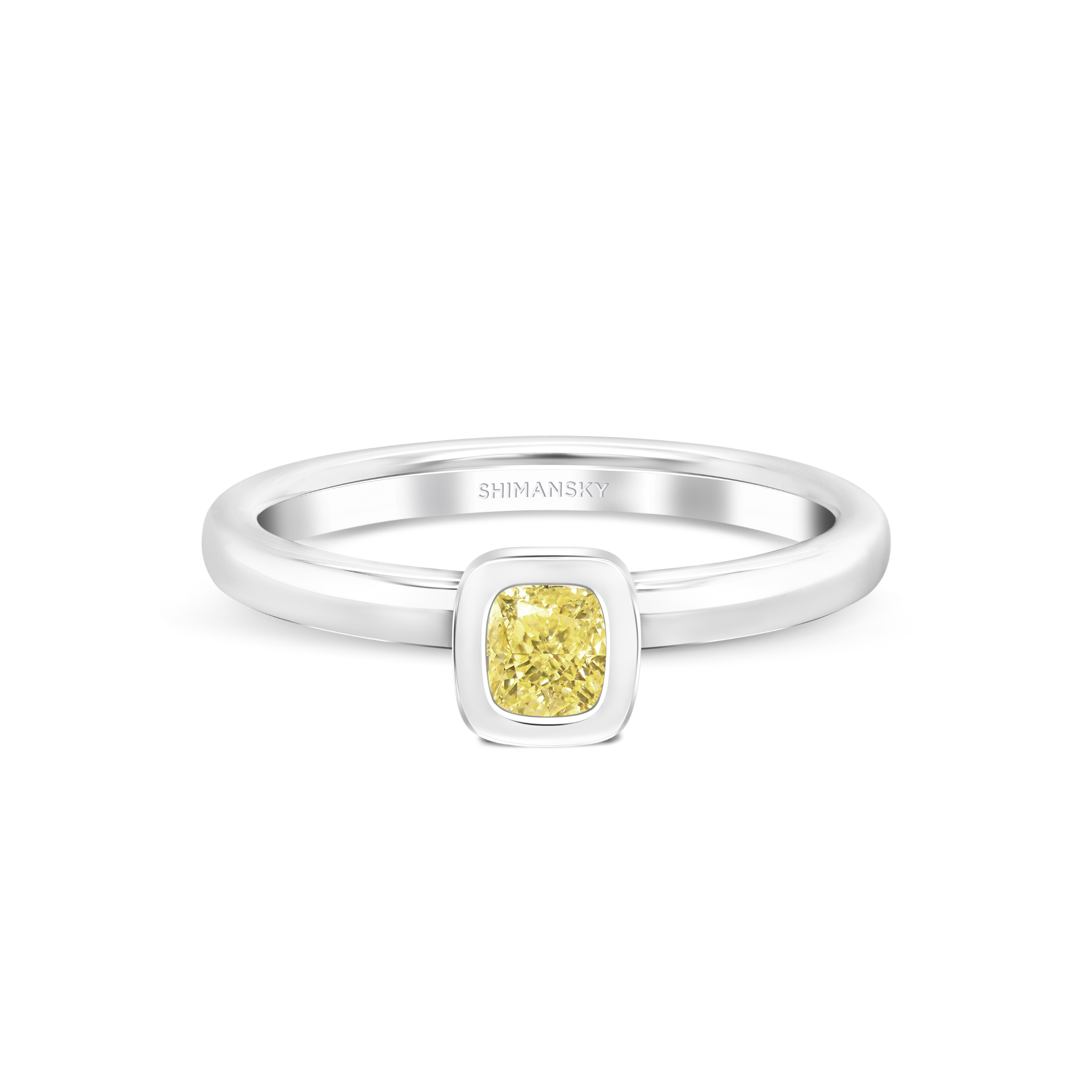  SHIMANSKY.CO.ZA -  Fancy Yellow Diamond Ring - Platinum - Front View